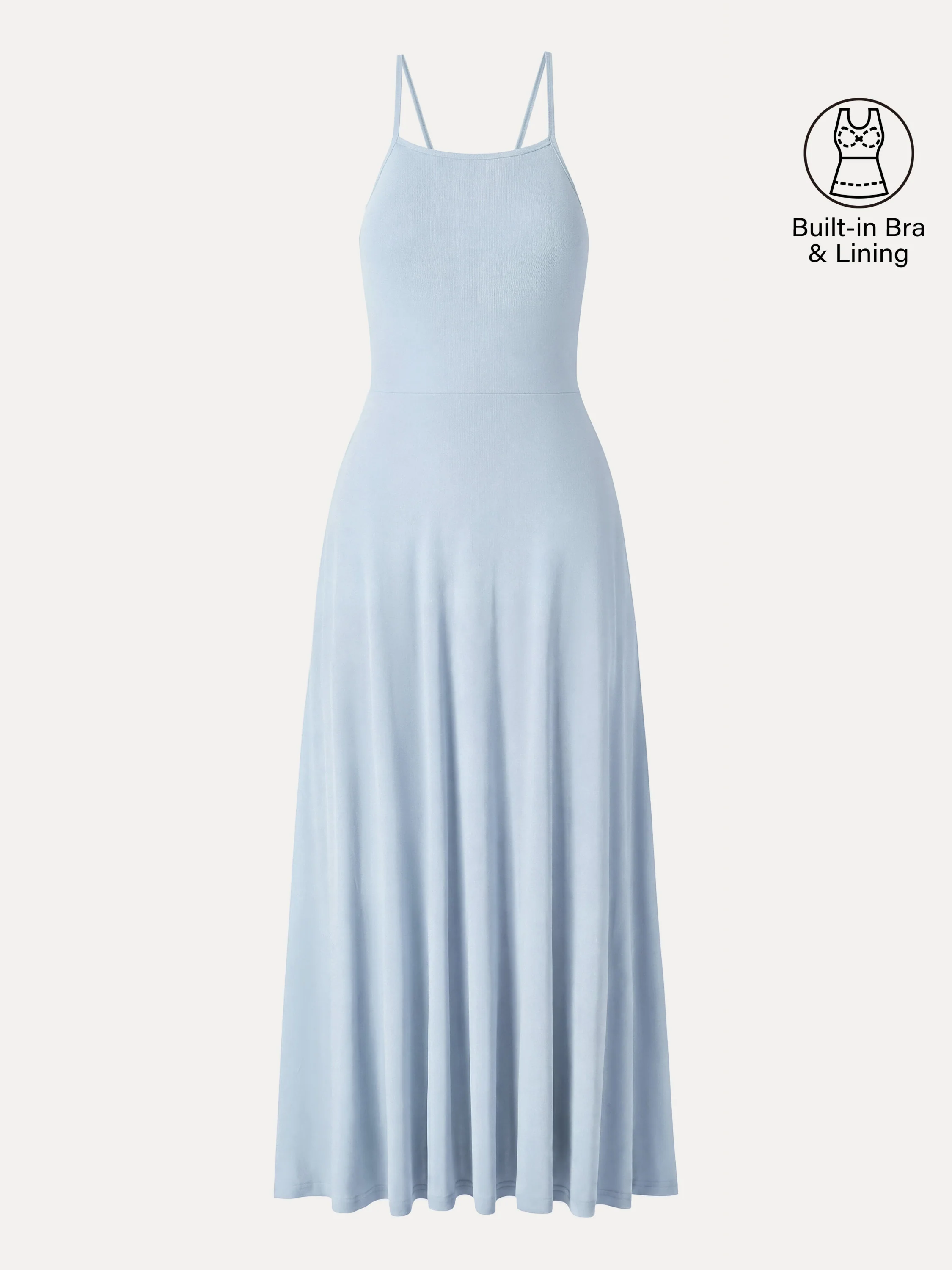 Soft Linen Knit Spaghetti Midi Bra Dress - Image 13