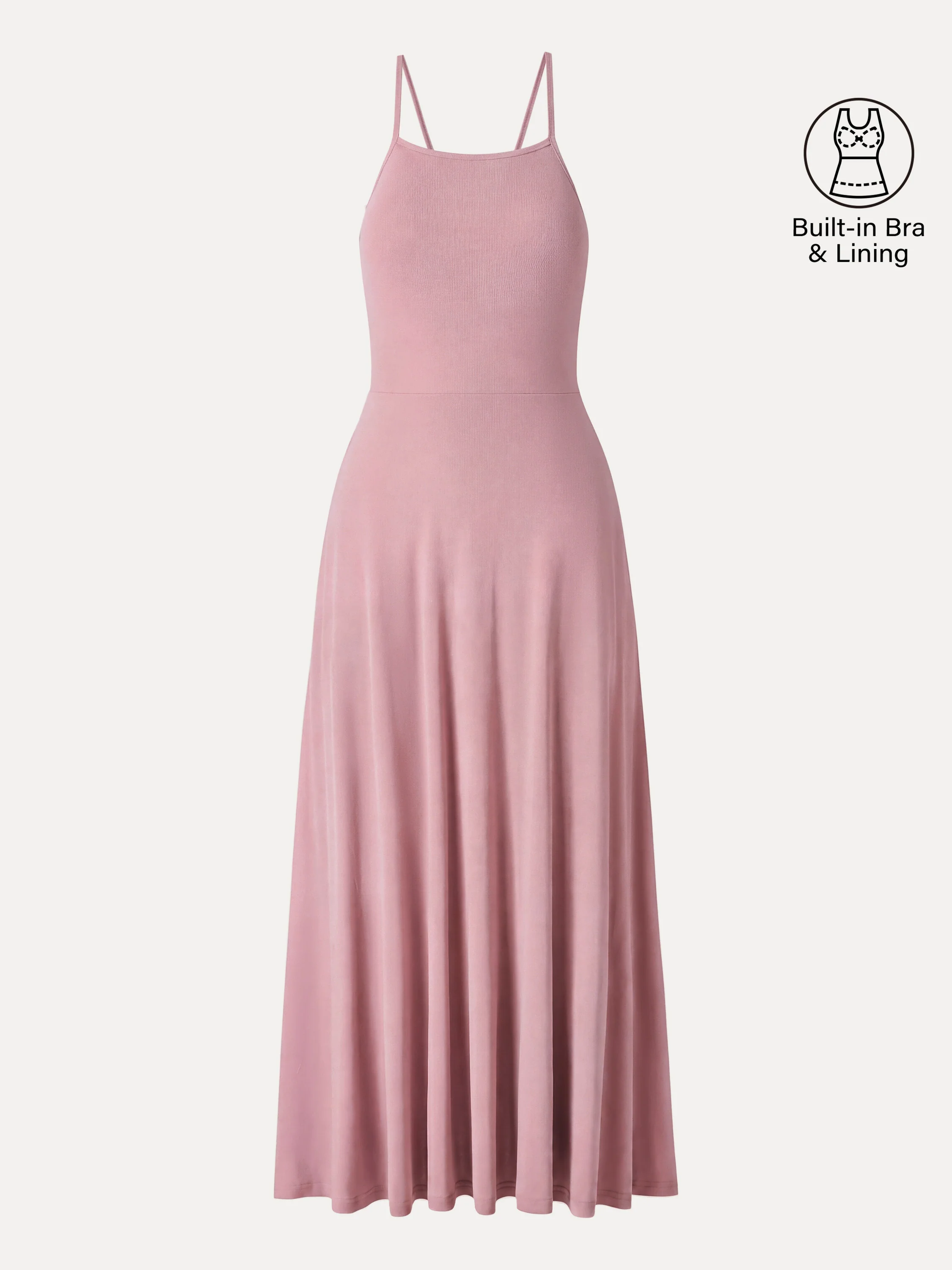 Soft Linen Knit Spaghetti Midi Bra Dress - Image 14
