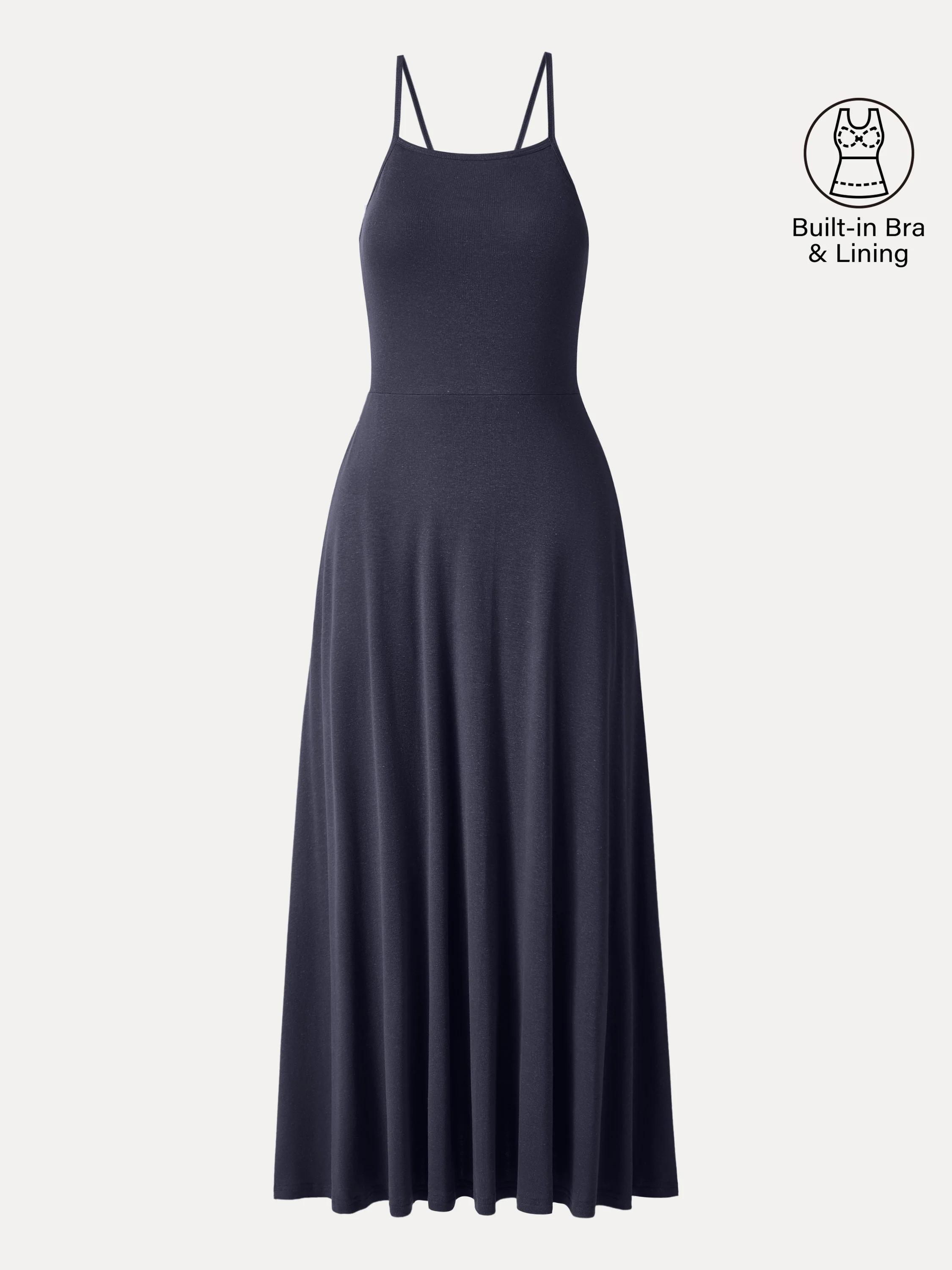 Soft Linen Knit Spaghetti Midi Bra Dress - Image 16