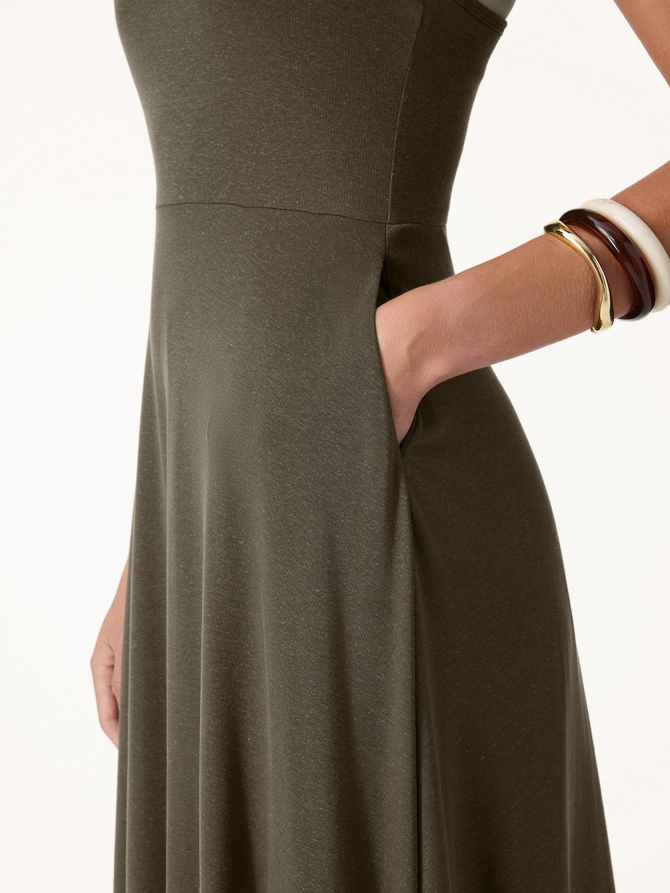 Soft Linen Knit Spaghetti Midi Bra Dress - Image 3