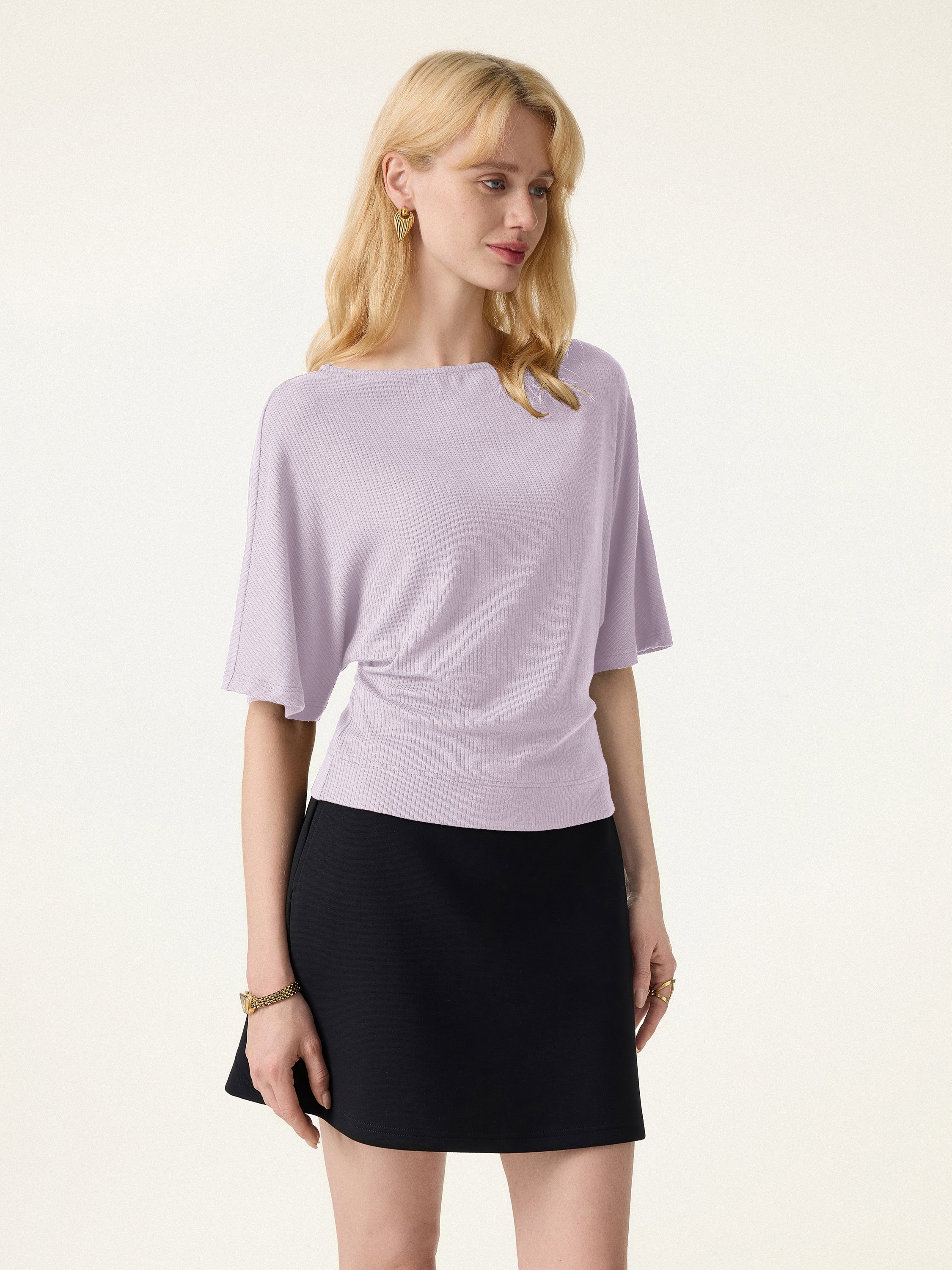 Soft Ribbed Boatneck Relaxed Top - Image 11
