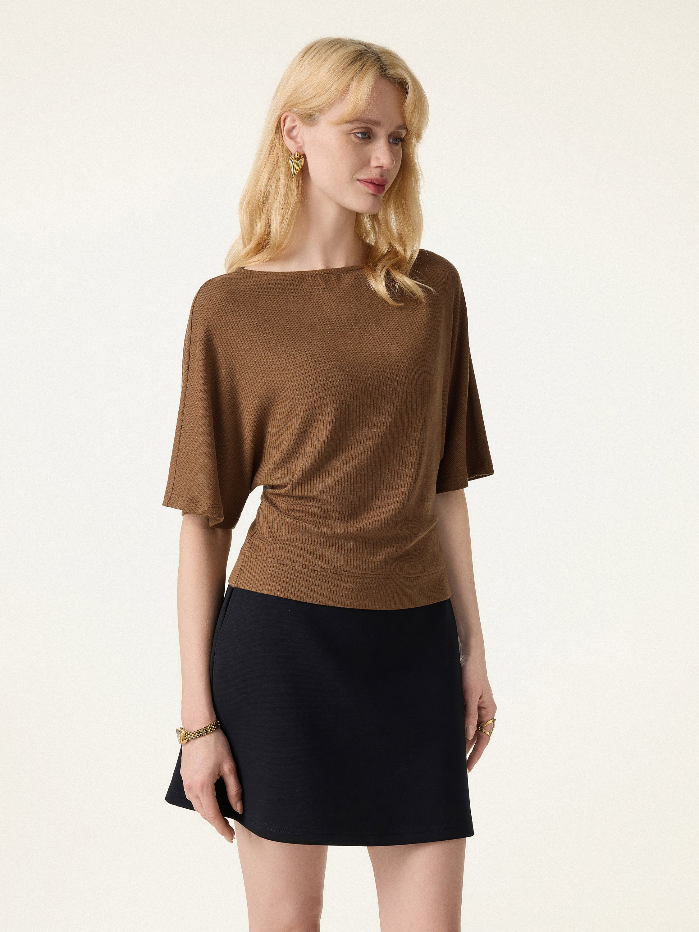Soft Ribbed Boatneck Relaxed Top - Image 2