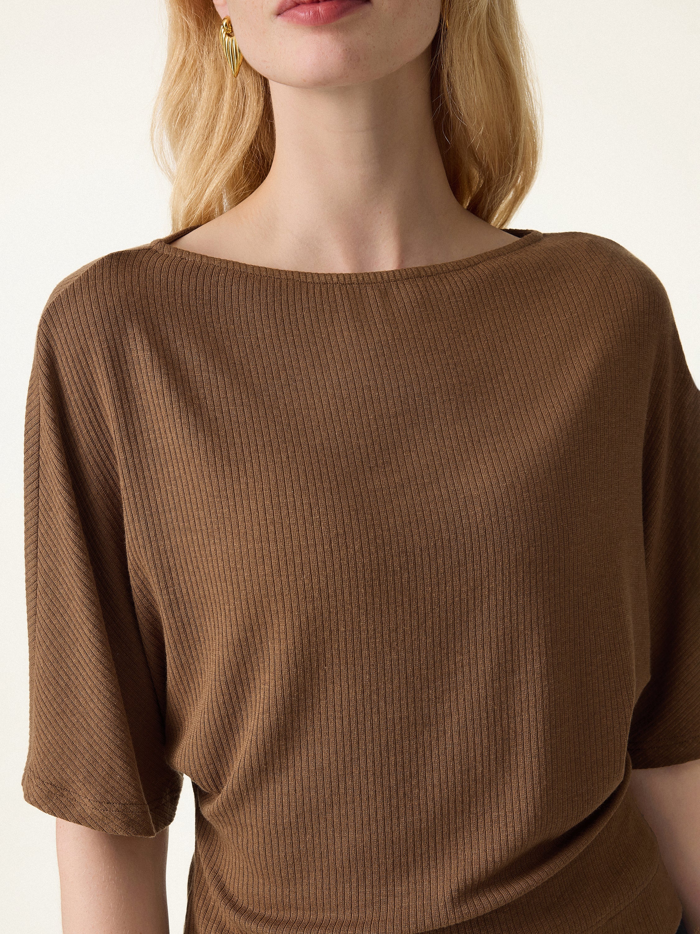 Soft Ribbed Boatneck Relaxed Top - Image 4