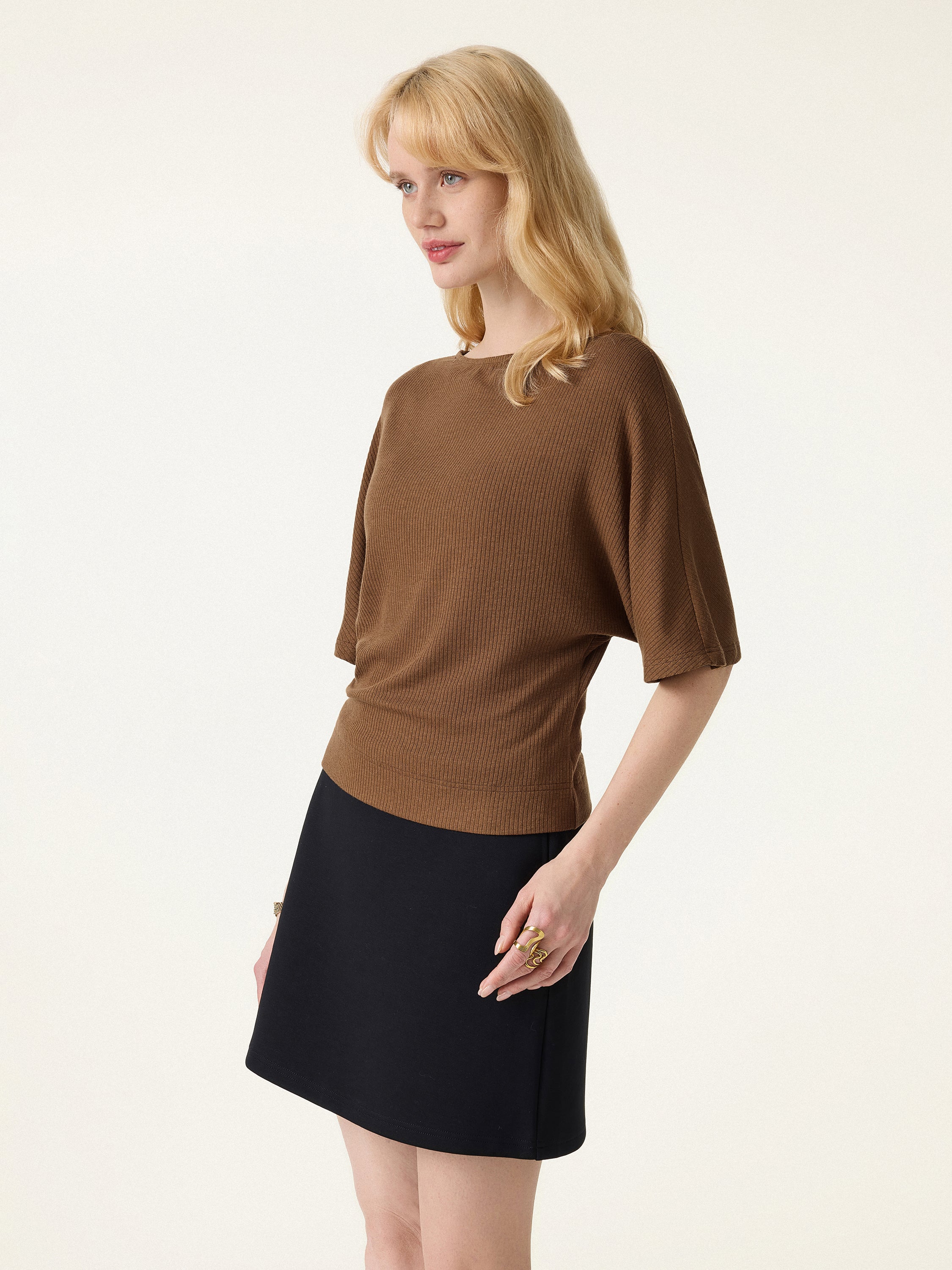 Soft Ribbed Boatneck Relaxed Top - Image 6