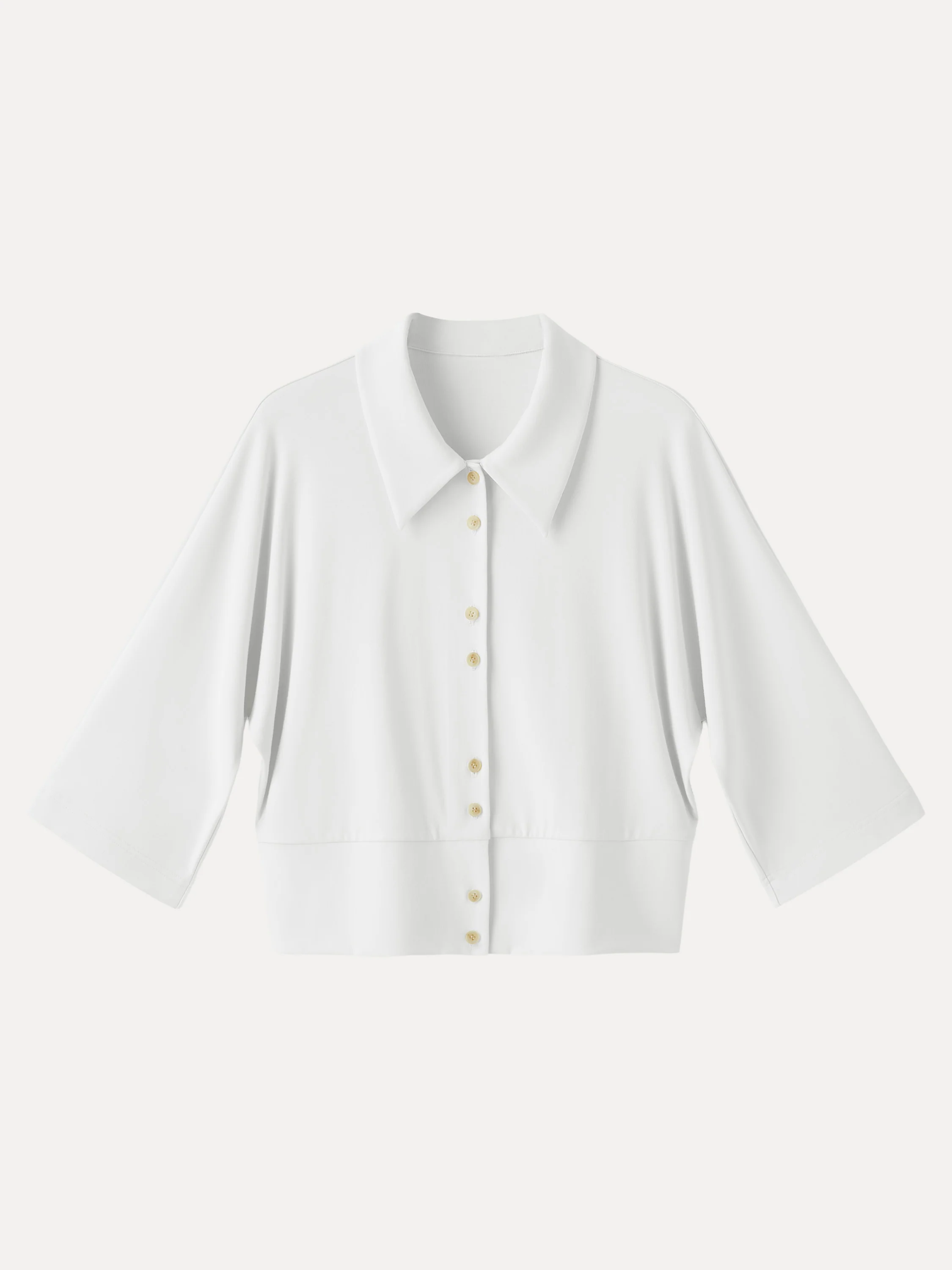 Soft Stretch Collared Button-Up Shirt Cardigan - Image 11