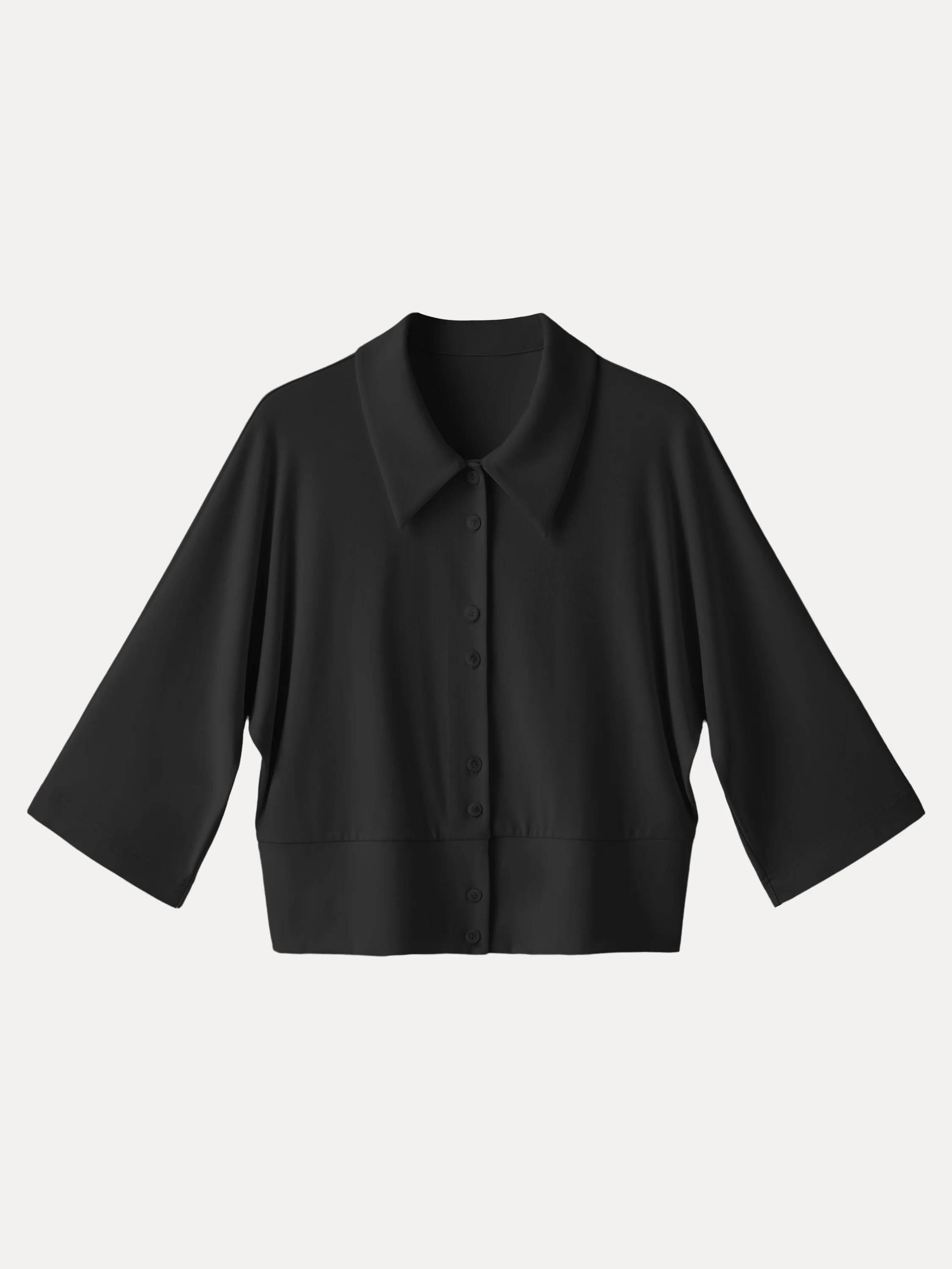 Soft Stretch Collared Button-Up Shirt Cardigan - Image 2