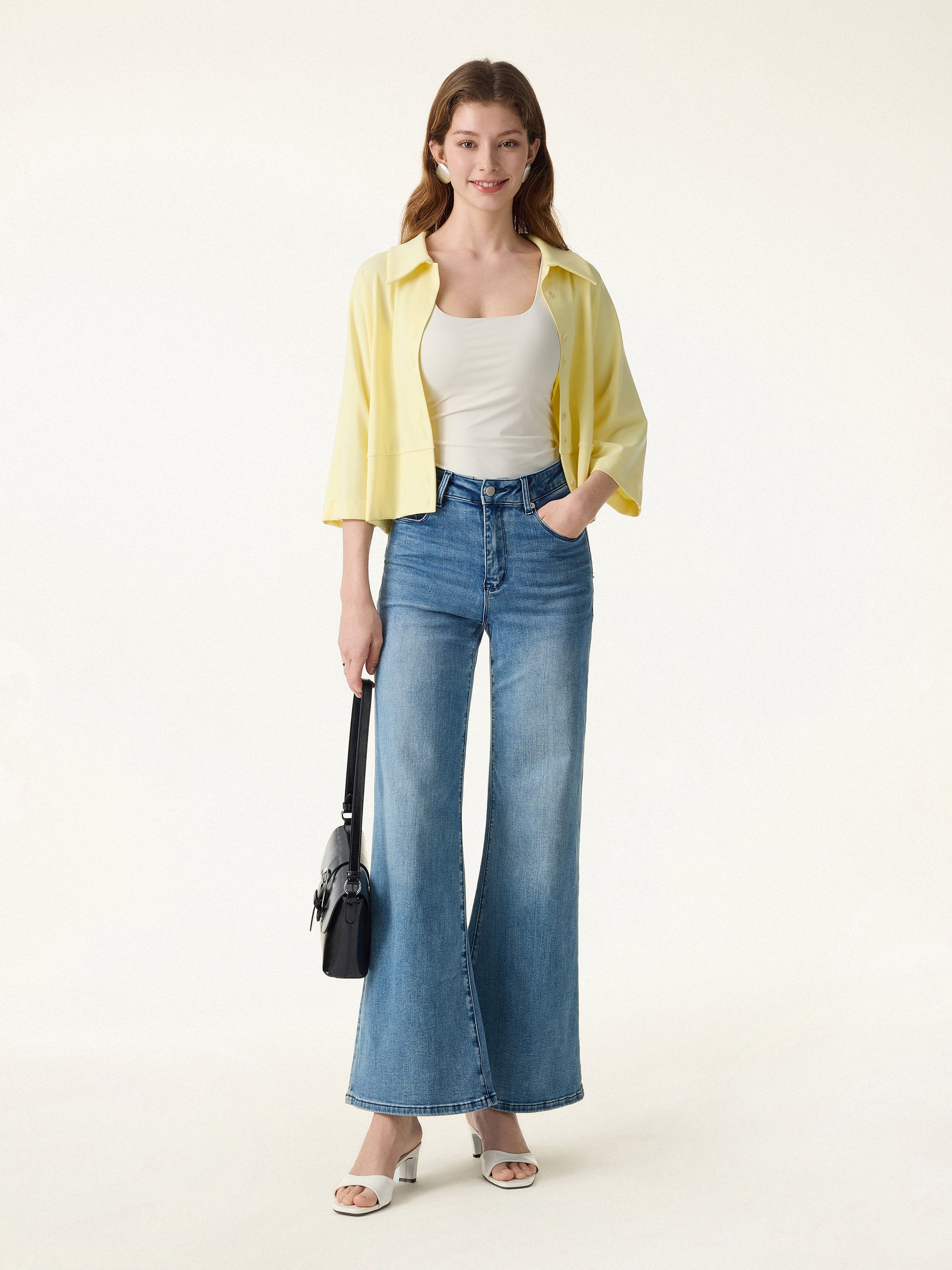 Soft Stretch Collared Button-Up Shirt Cardigan - Image 5
