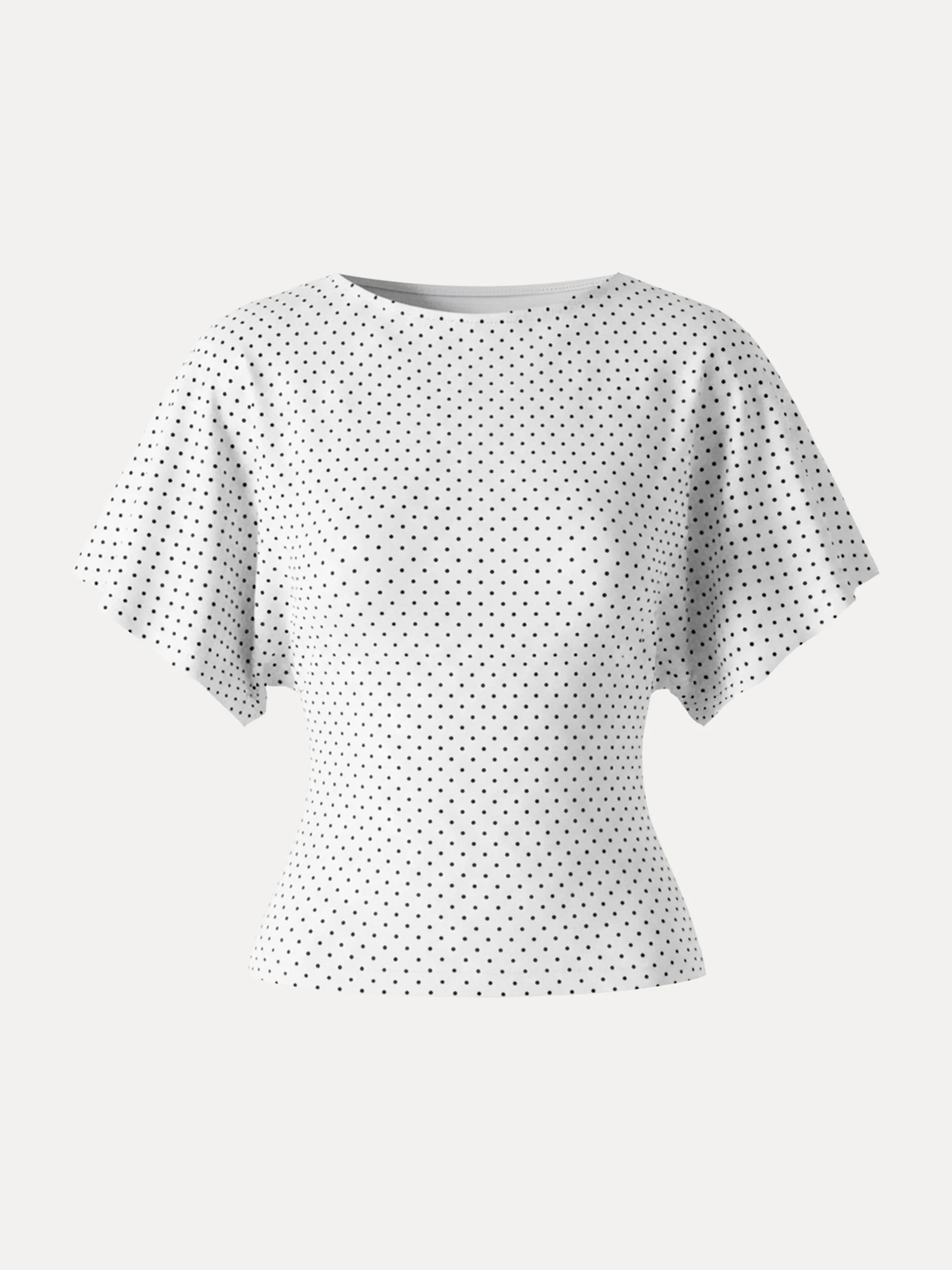 Soft Stretch Cotton Boatneck Flutter Sleeves Polka Dot Top Limited Edition - Image 14
