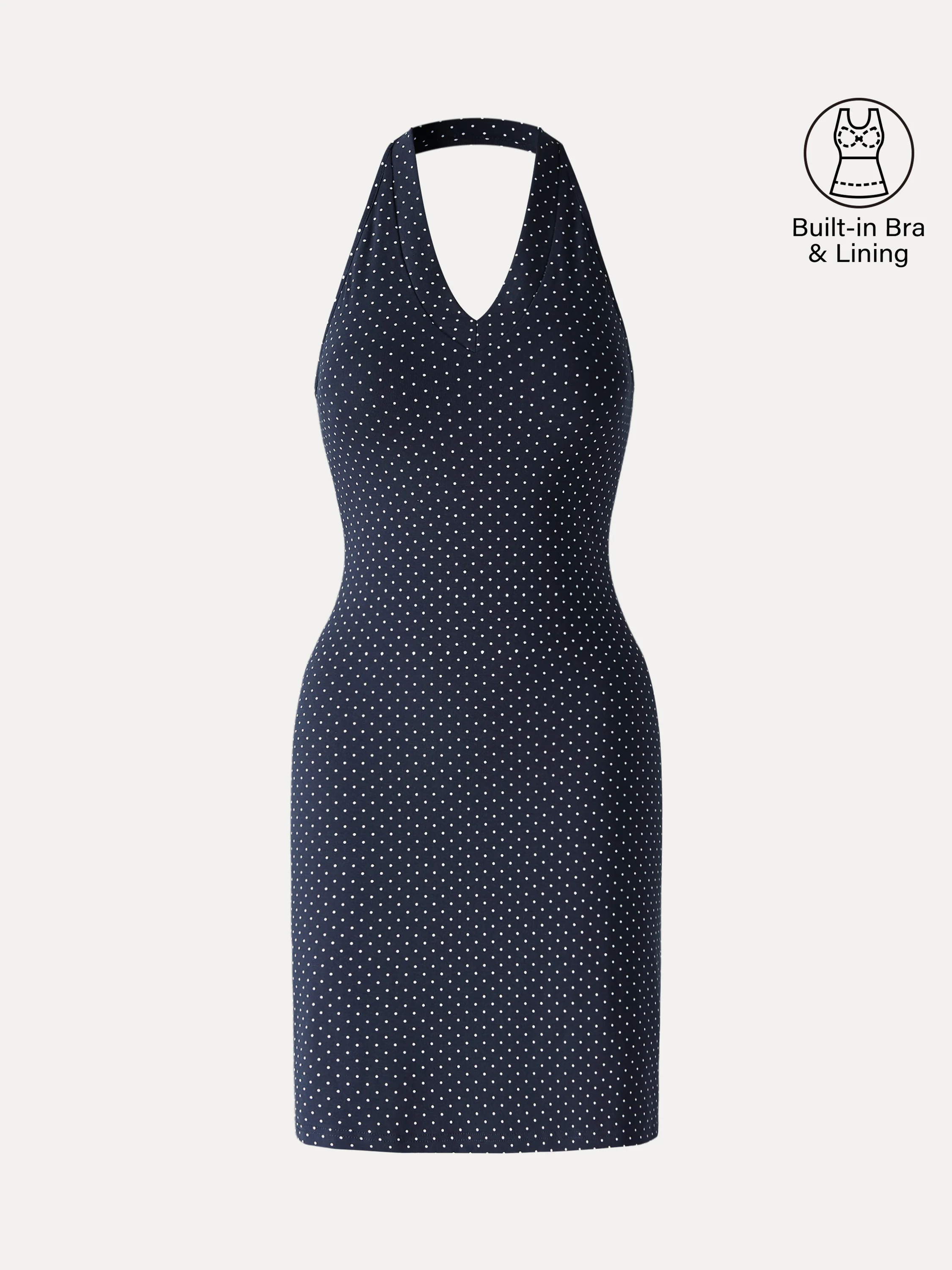 Soft Stretch Cotton Halter Neck Polka Dot Mini Bra Dress Limited Edition - Image 13