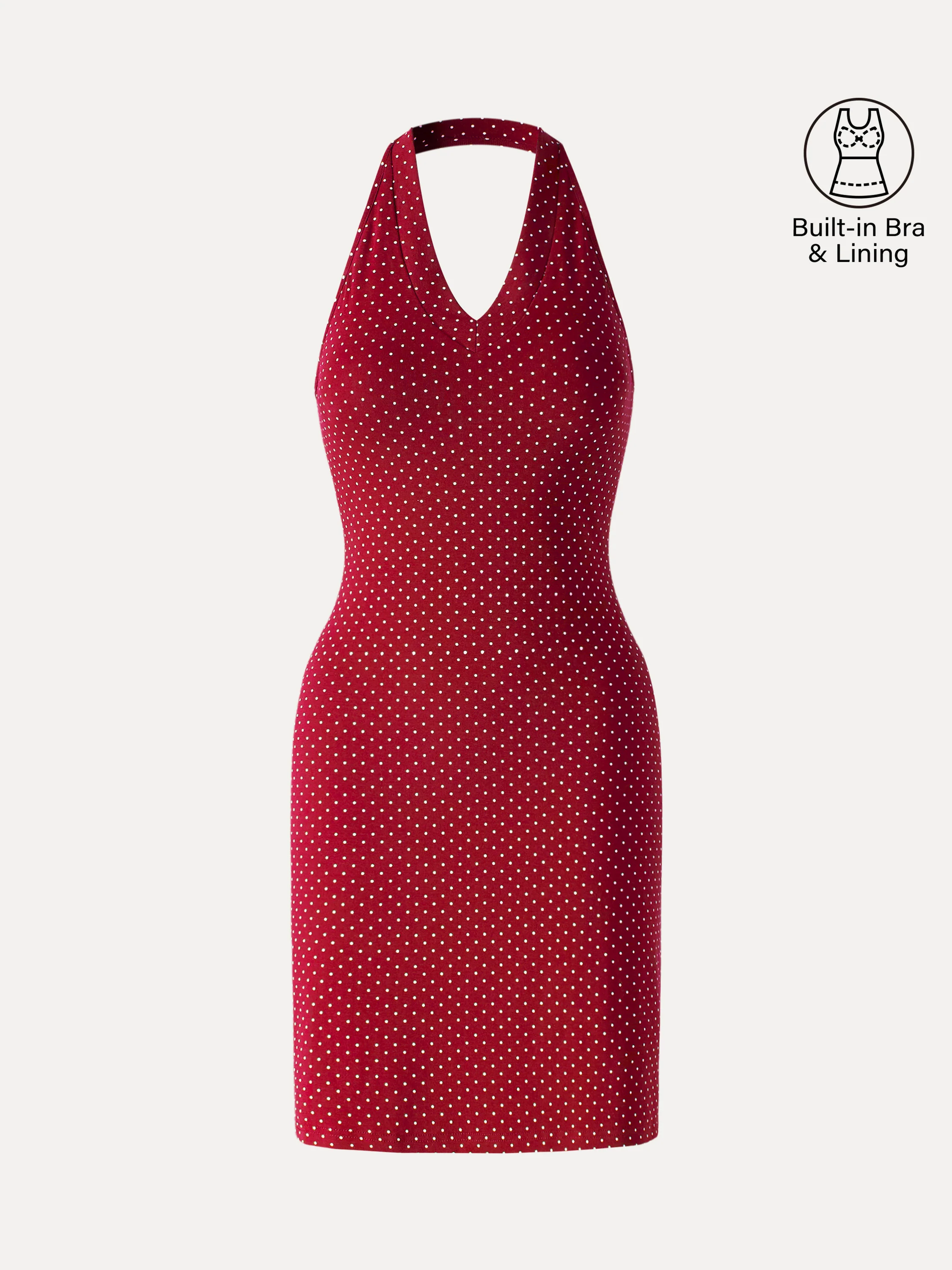 Soft Stretch Cotton Halter Neck Polka Dot Mini Bra Dress Limited Edition - Image 16