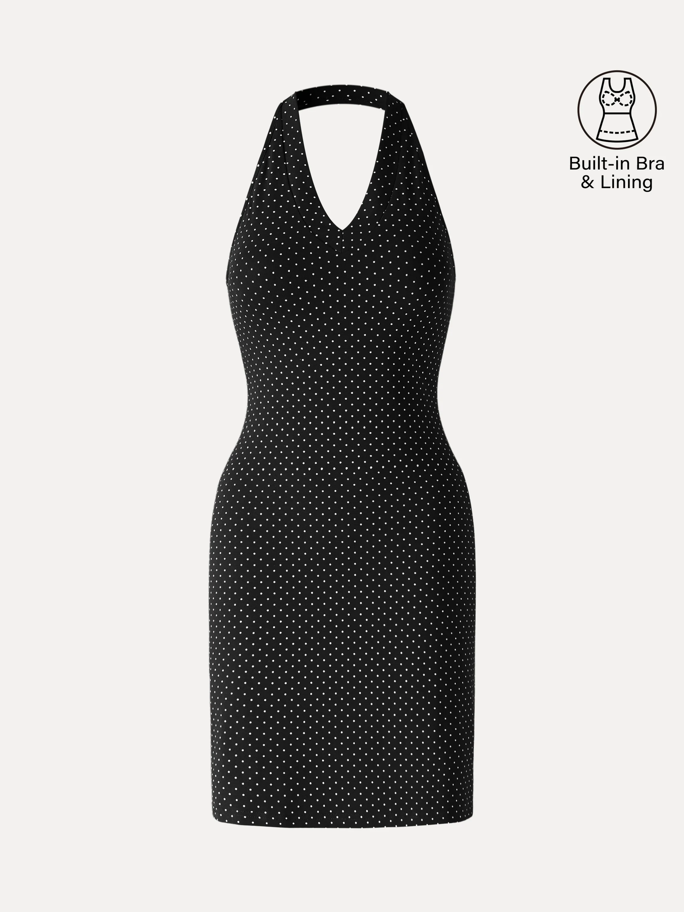 Soft Stretch Cotton Halter Neck Polka Dot Mini Bra Dress Limited Edition - Image 18
