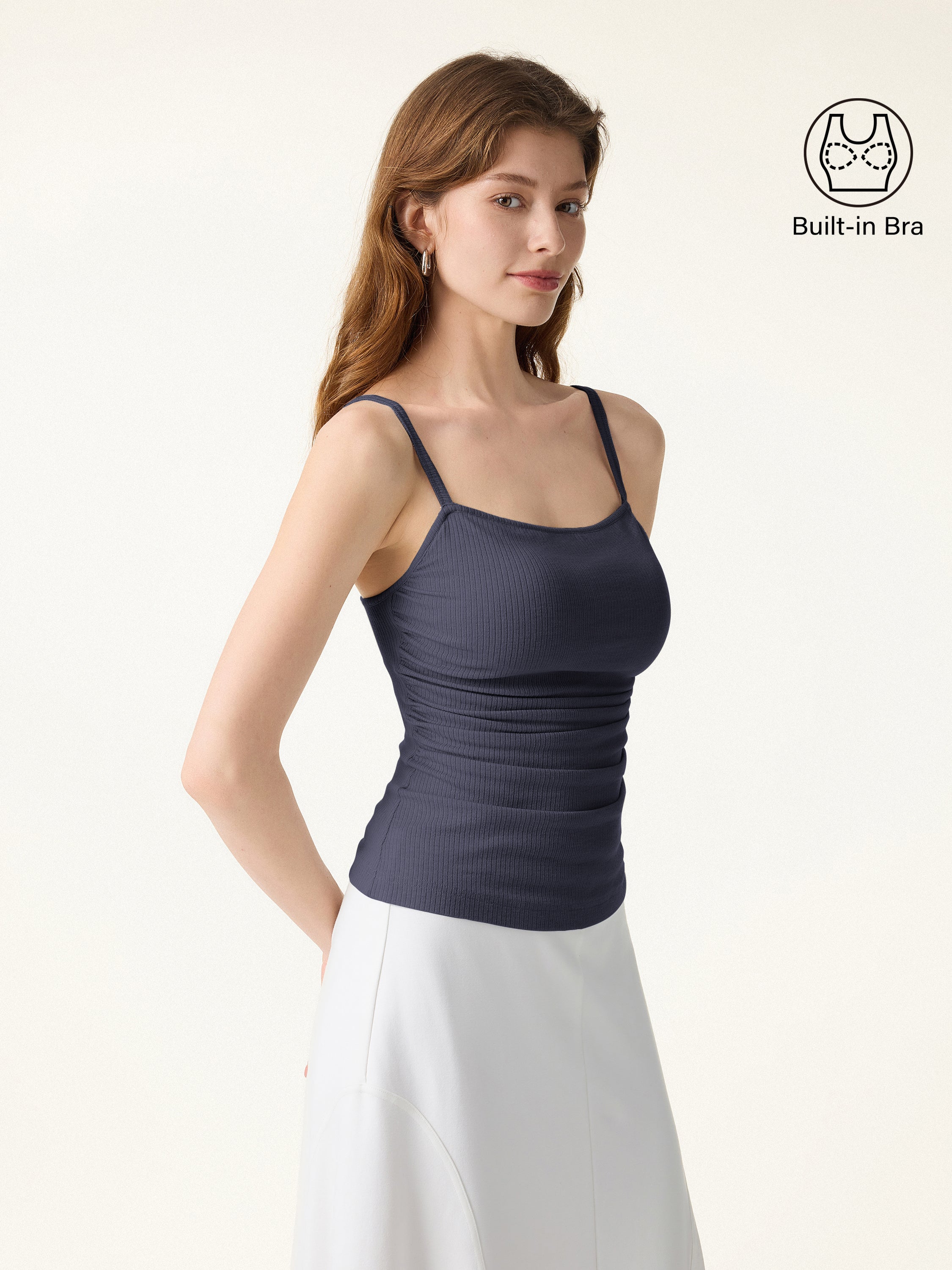 Soft Textured Adjustable Spaghetti Bra Tank - Image 16