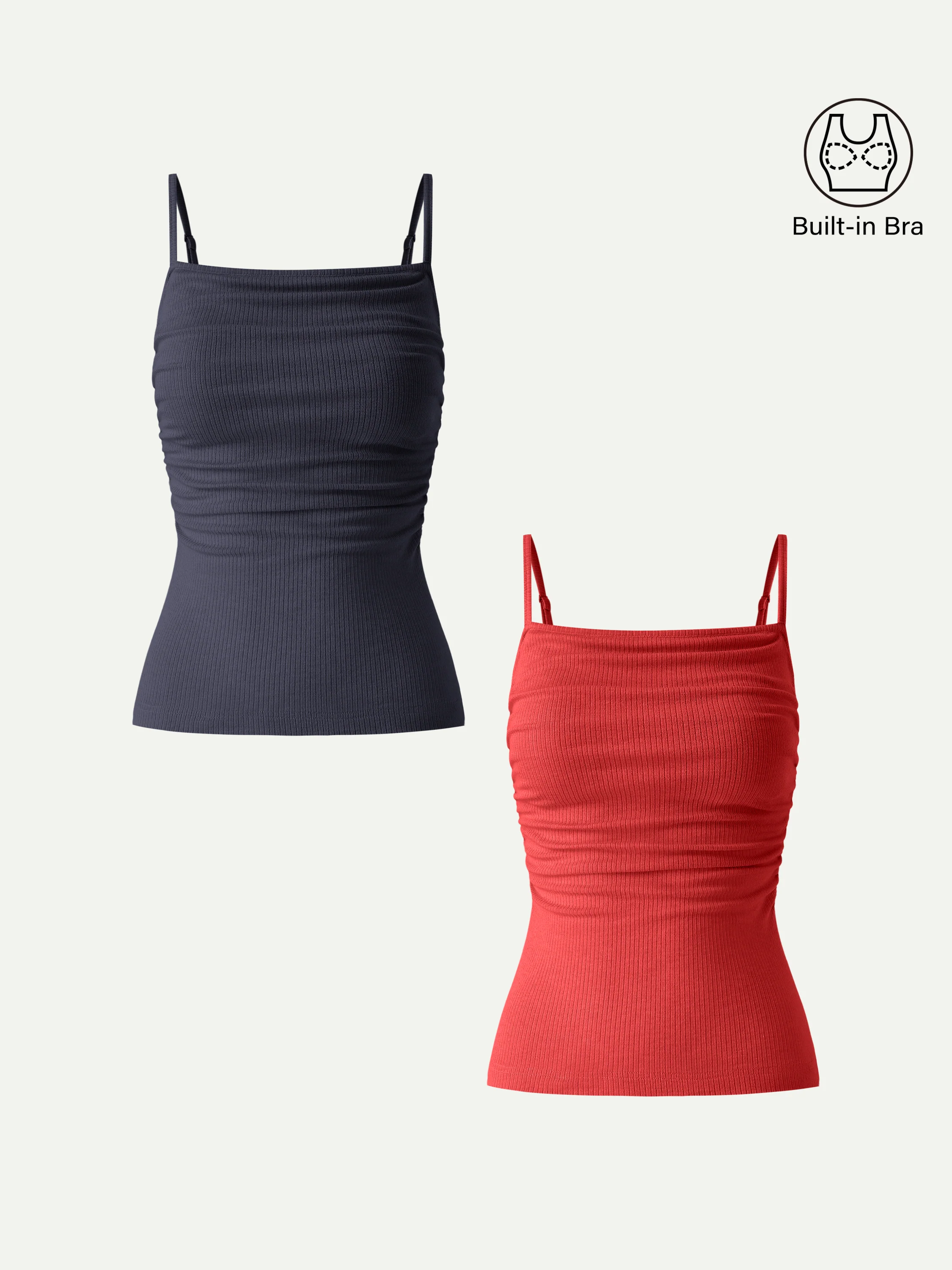 Soft Textured Adjustable Spaghetti Bra Tank - Image 20