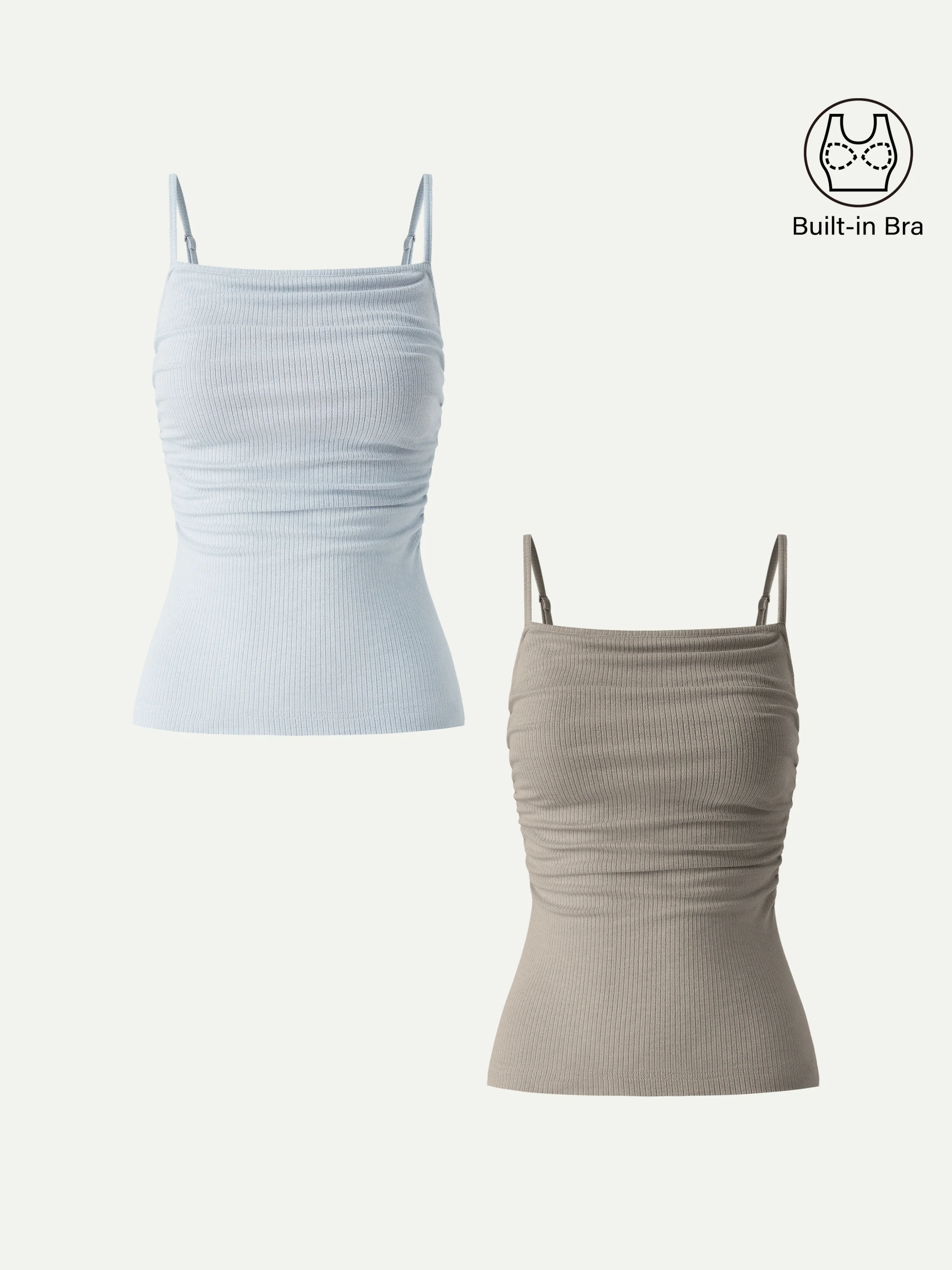 Soft Textured Adjustable Spaghetti Bra Tank - Image 24