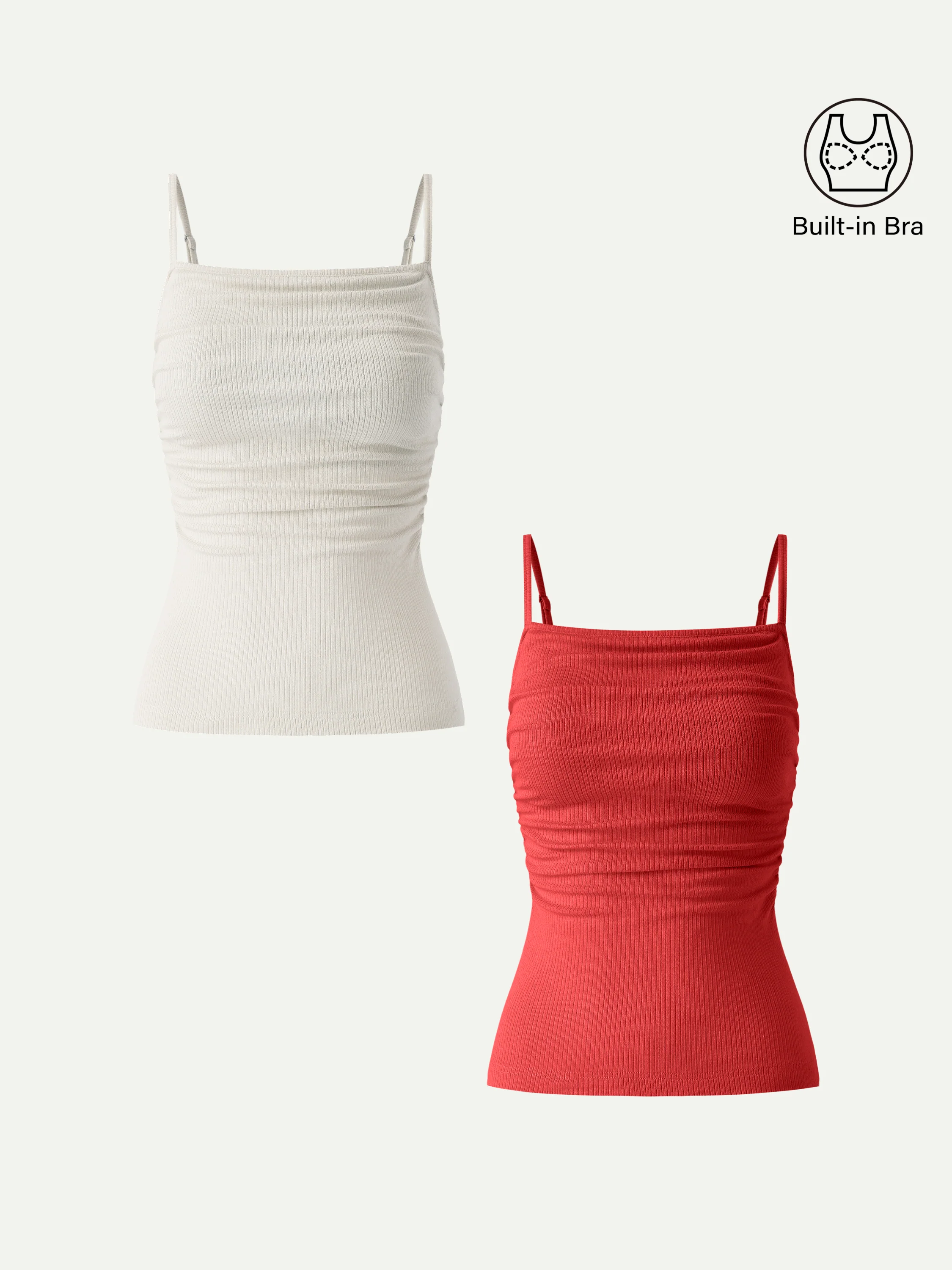 Soft Textured Adjustable Spaghetti Bra Tank - Image 26