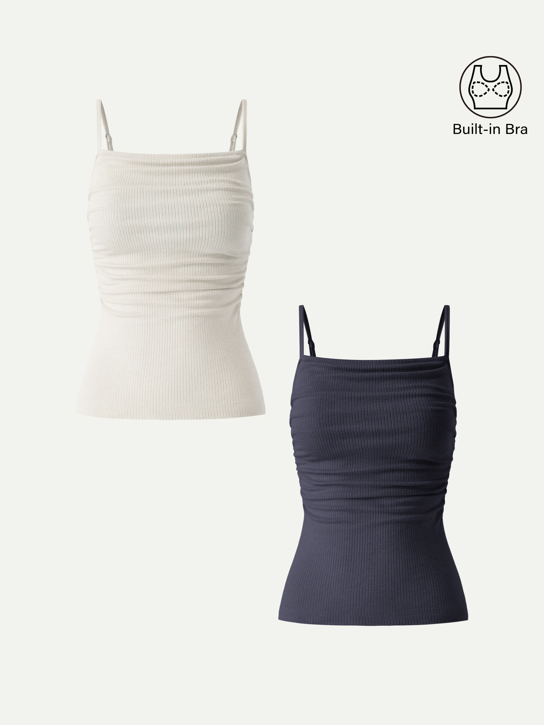 Soft Textured Adjustable Spaghetti Bra Tank - Image 28