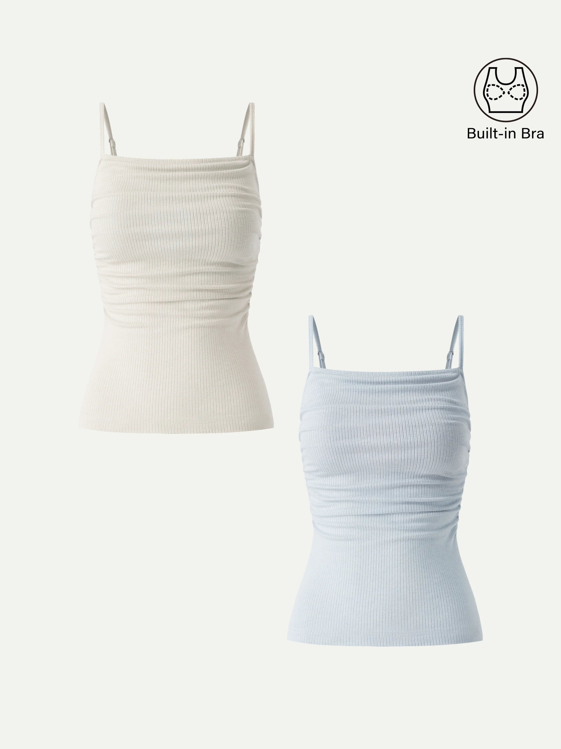 Soft Textured Adjustable Spaghetti Bra Tank - Image 29