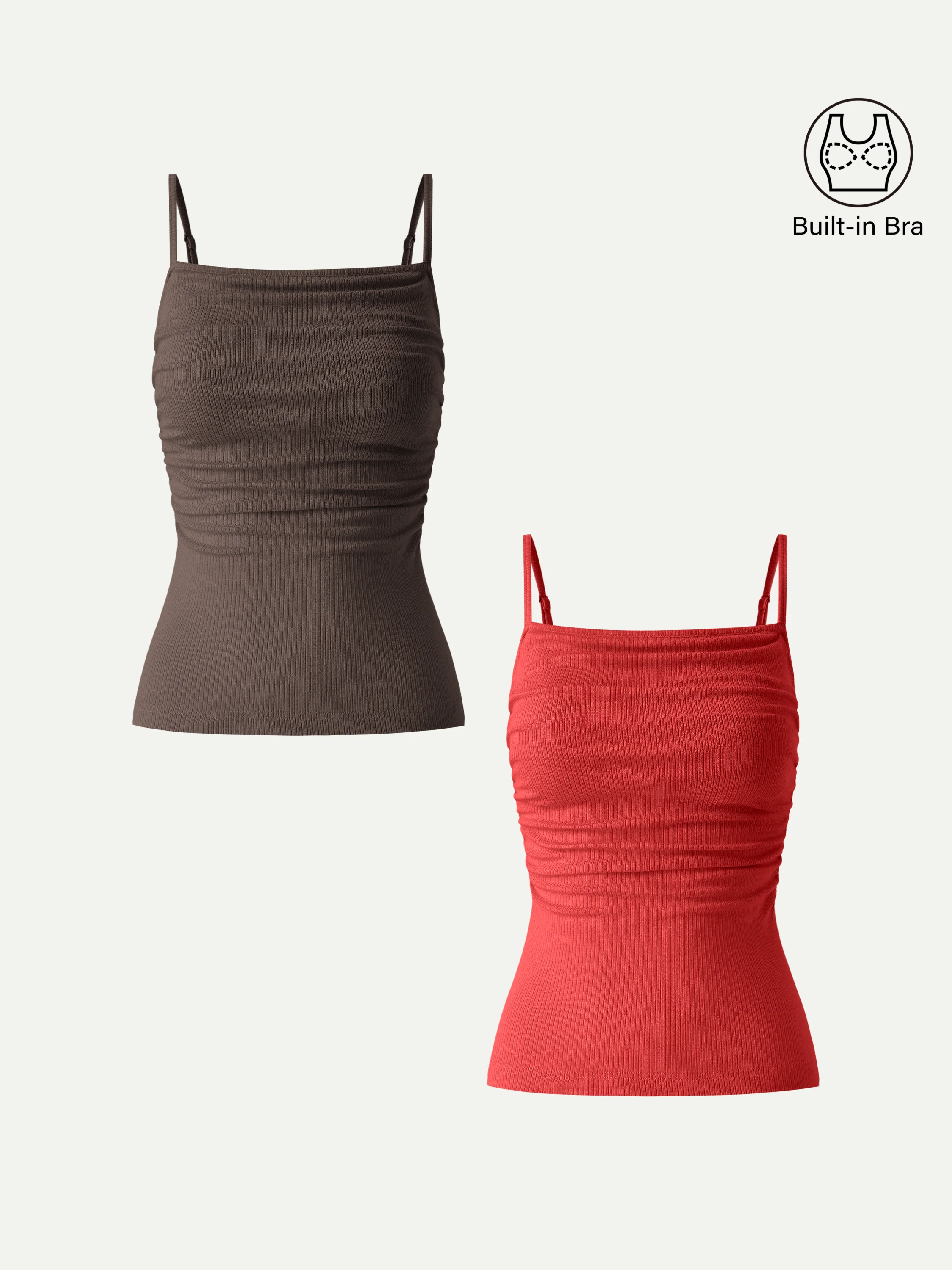 Soft Textured Adjustable Spaghetti Bra Tank - Image 31