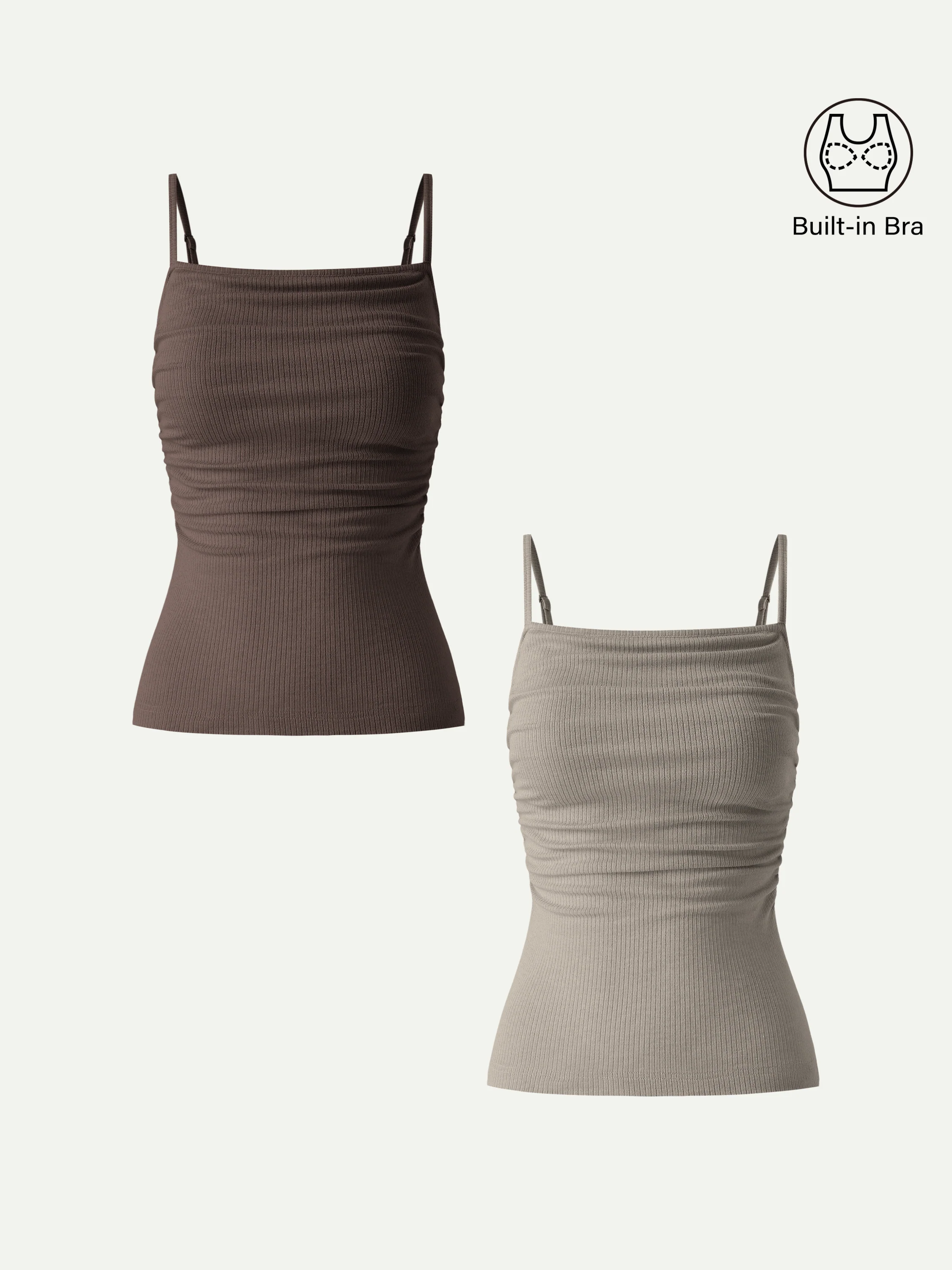 Soft Textured Adjustable Spaghetti Bra Tank - Image 32