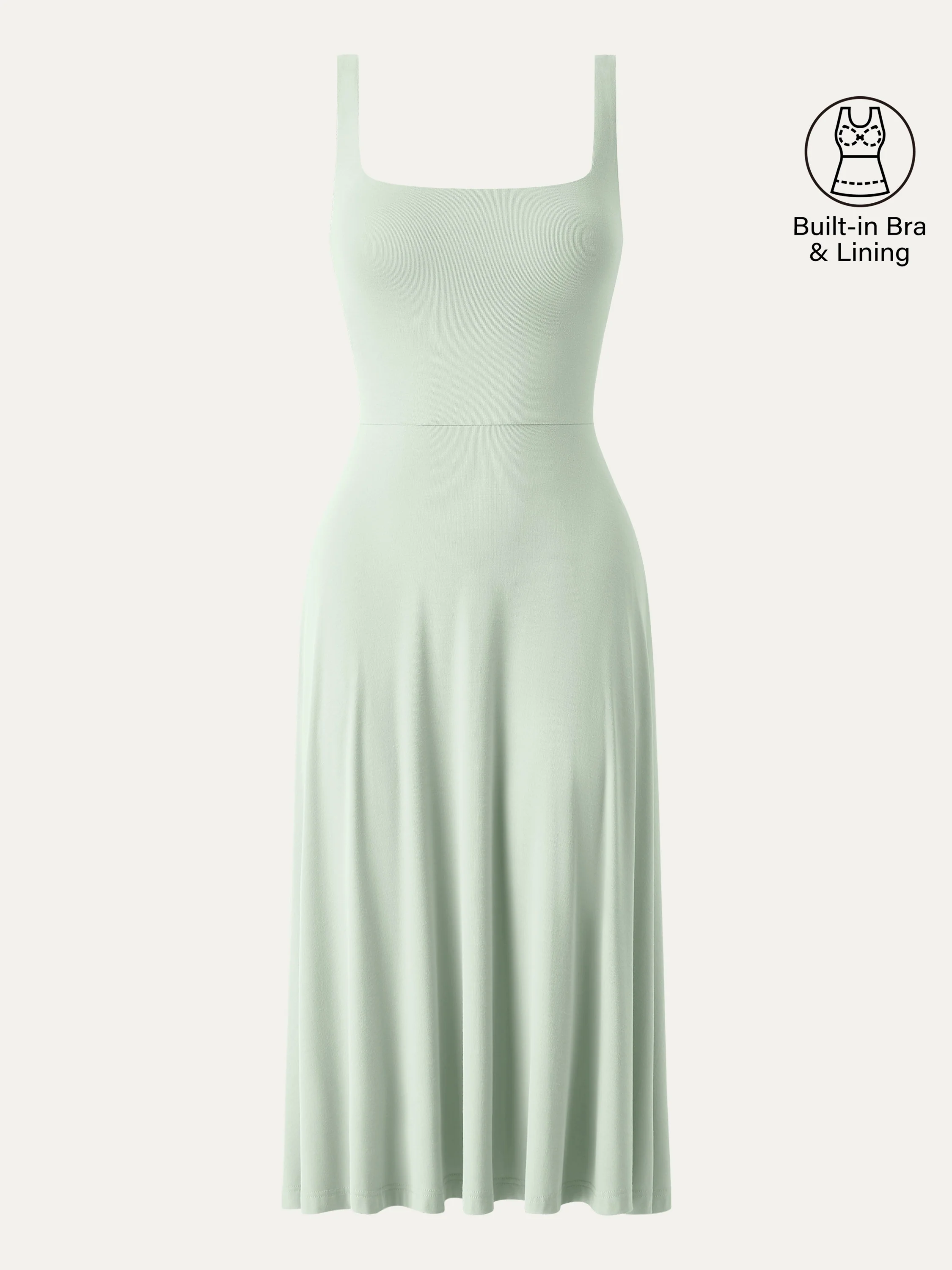 Square Neck Flowy New Airy Bra Midi Dress - Image 14