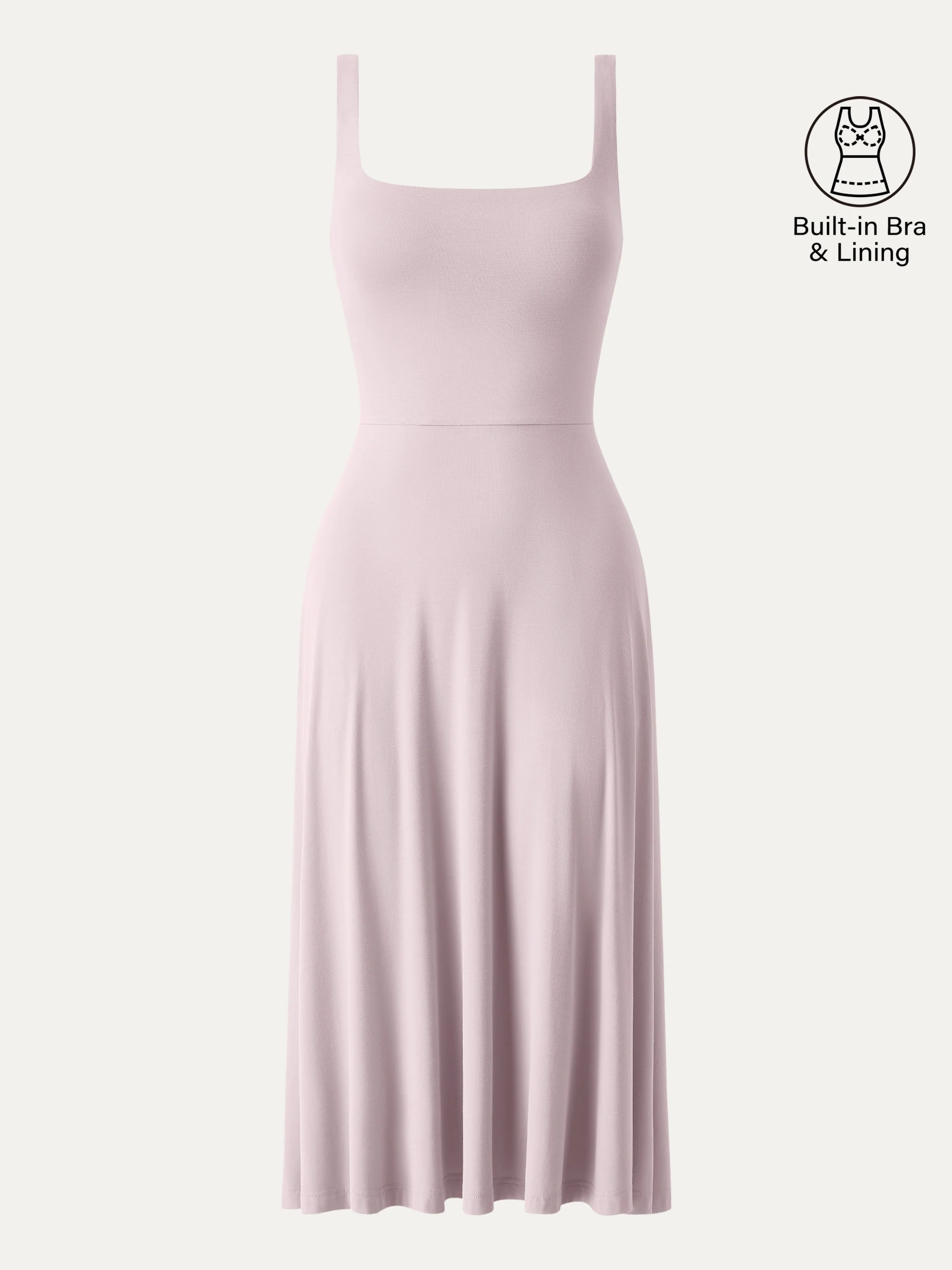 Square Neck Flowy New Airy Bra Midi Dress - Image 15