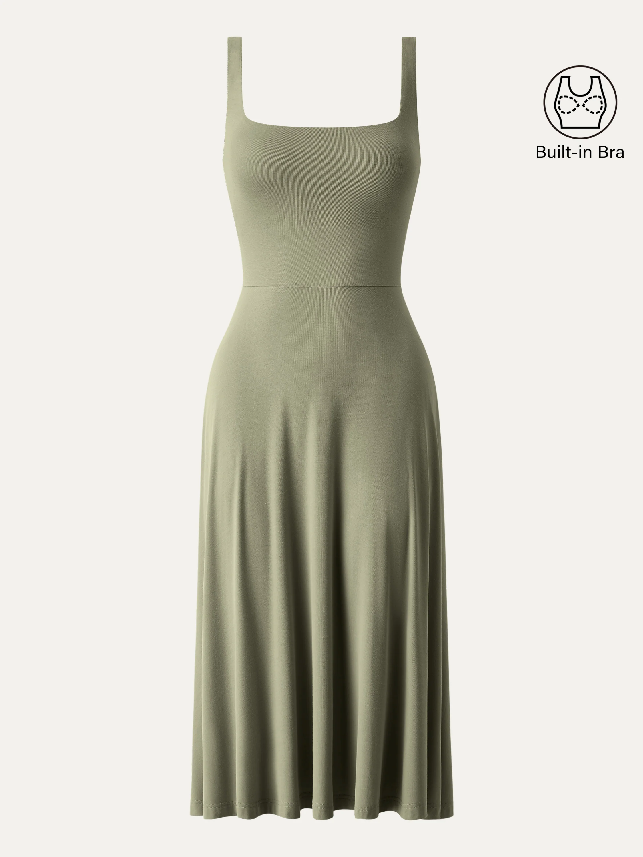 Square Neck Flowy New Airy Bra Midi Dress - Image 23