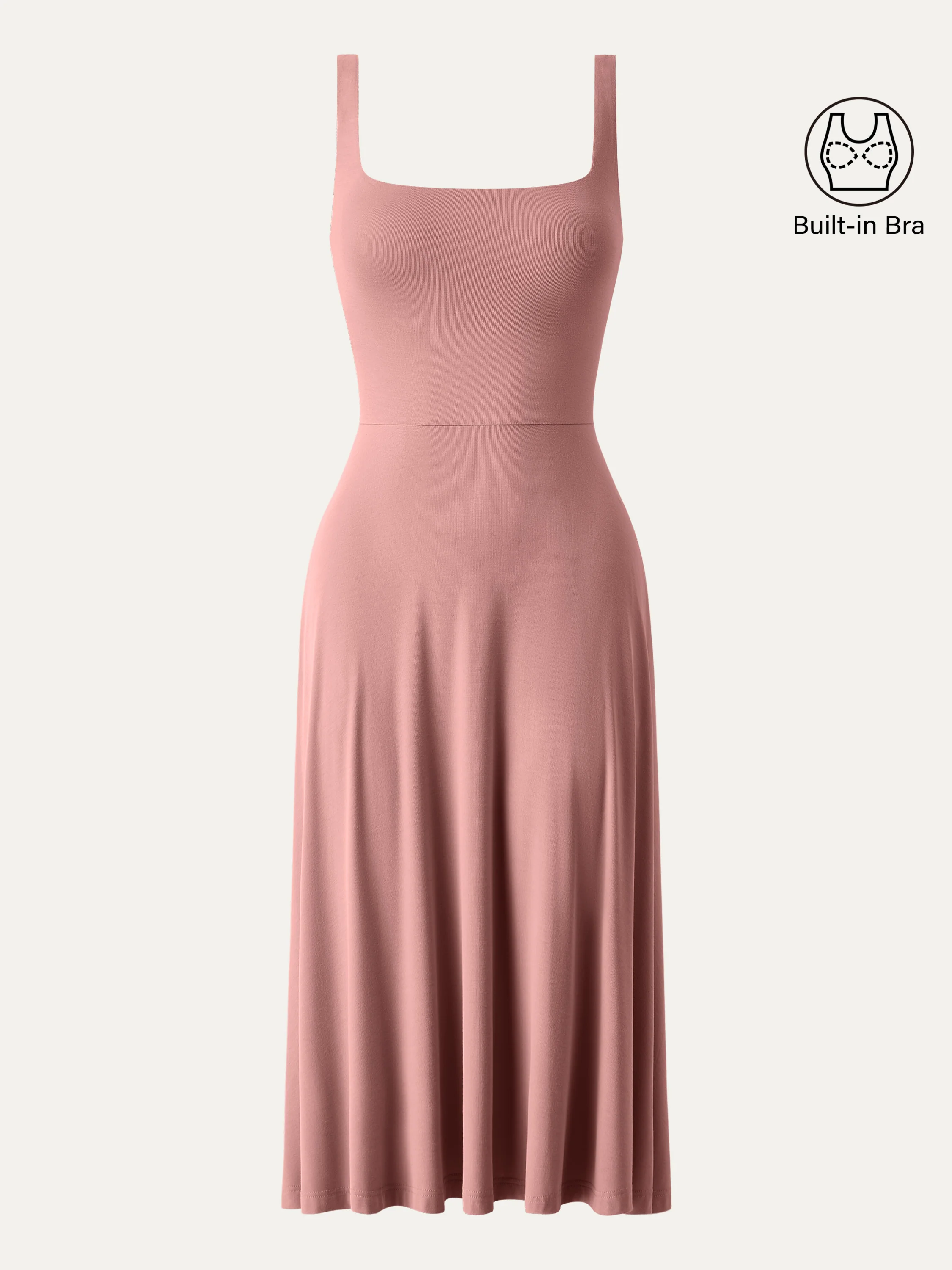 Square Neck Flowy New Airy Bra Midi Dress - Image 24