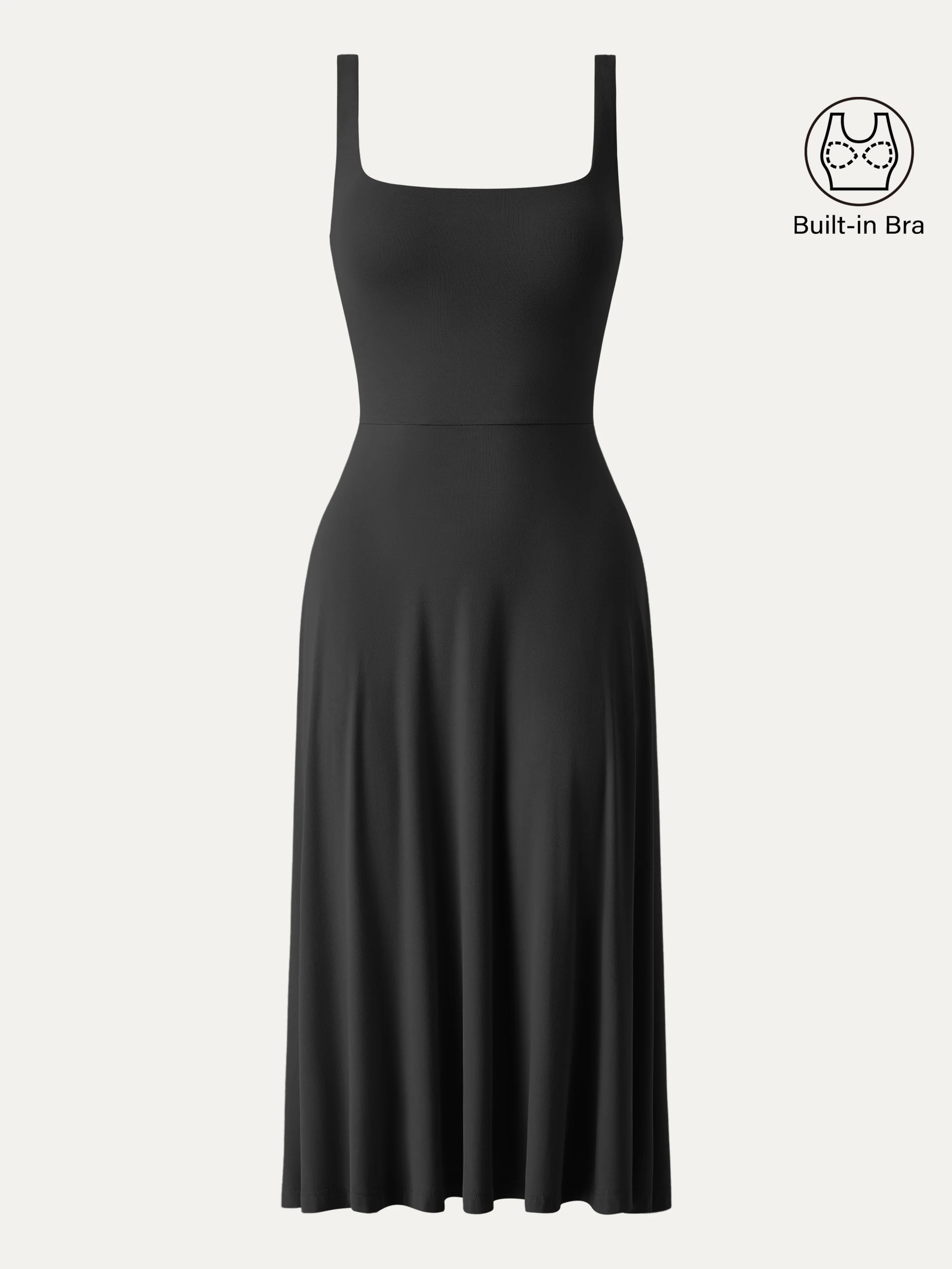 Square Neck Flowy New Airy Bra Midi Dress - Image 25