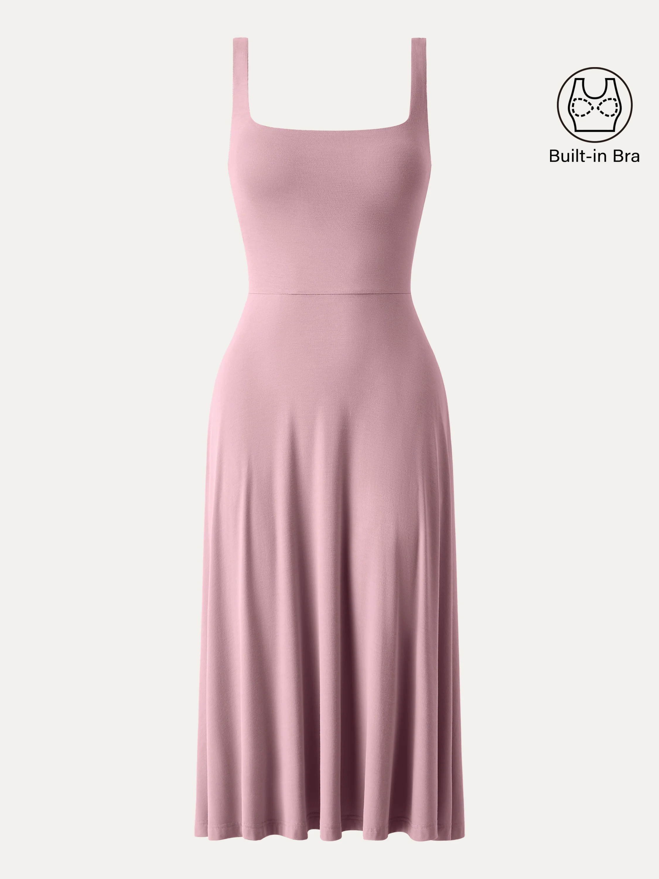 Square Neck Flowy New Airy Bra Midi Dress - Image 4