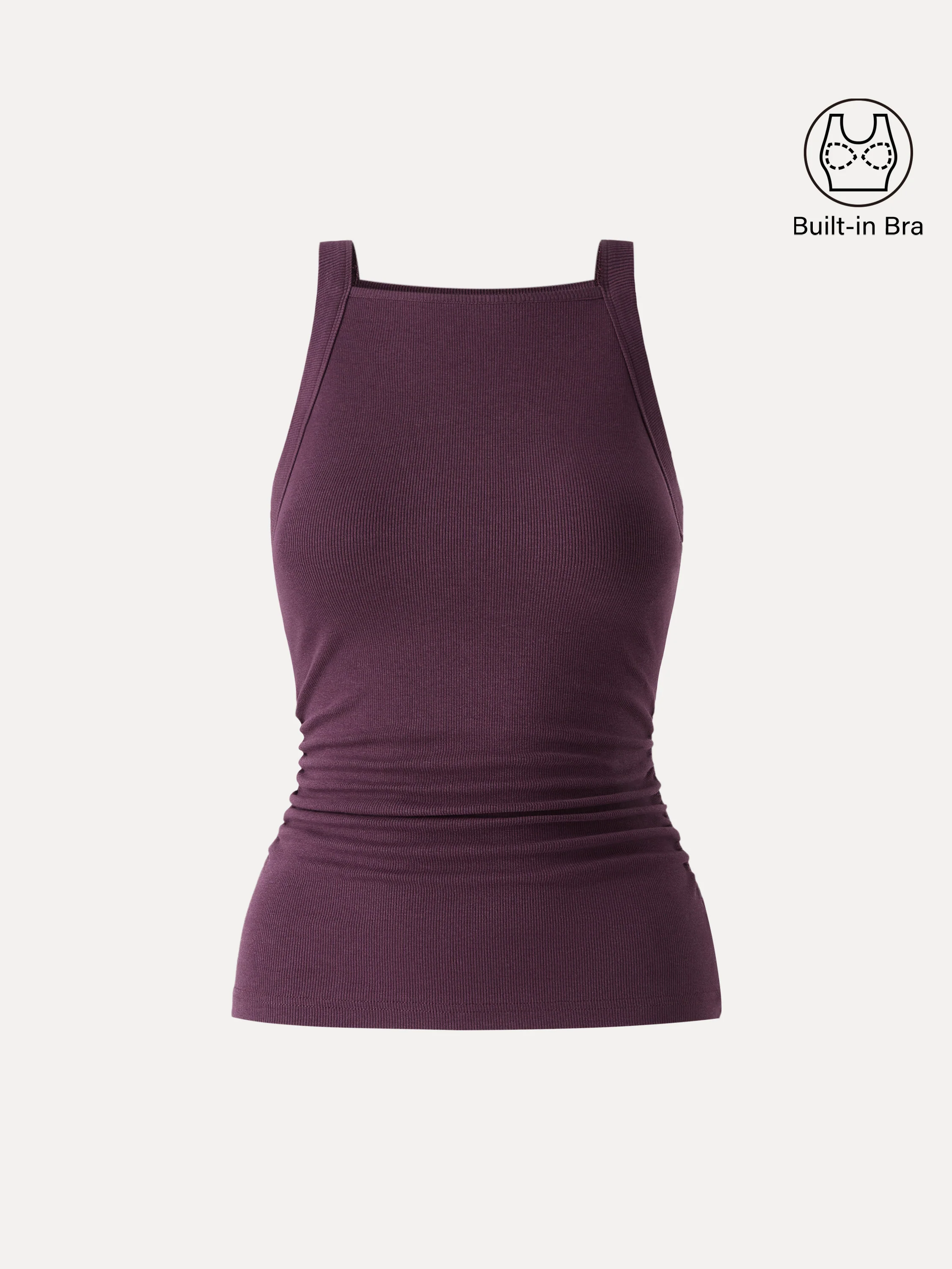 Square Neck Ruched Rib Bra Tank - Image 12