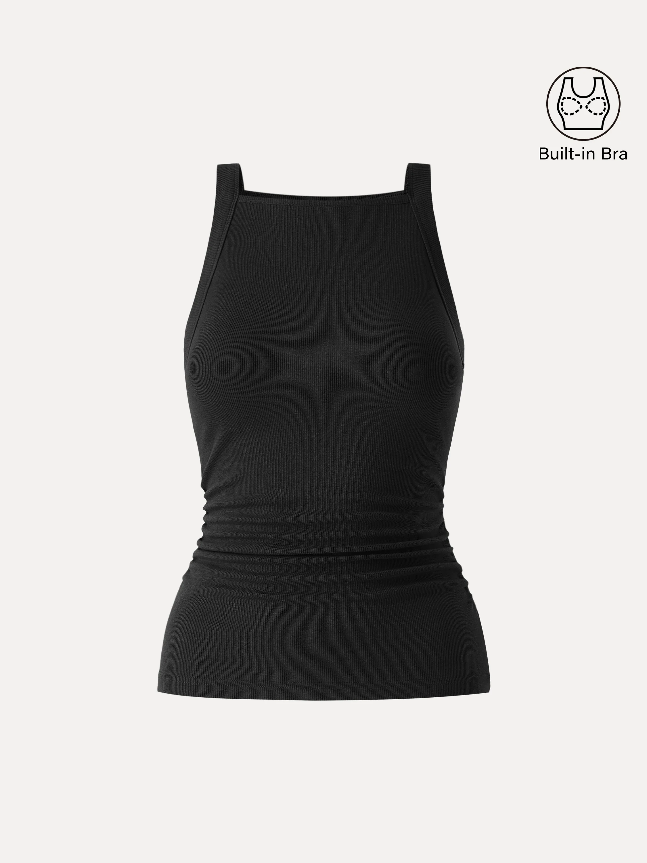 Square Neck Ruched Rib Bra Tank - Image 15