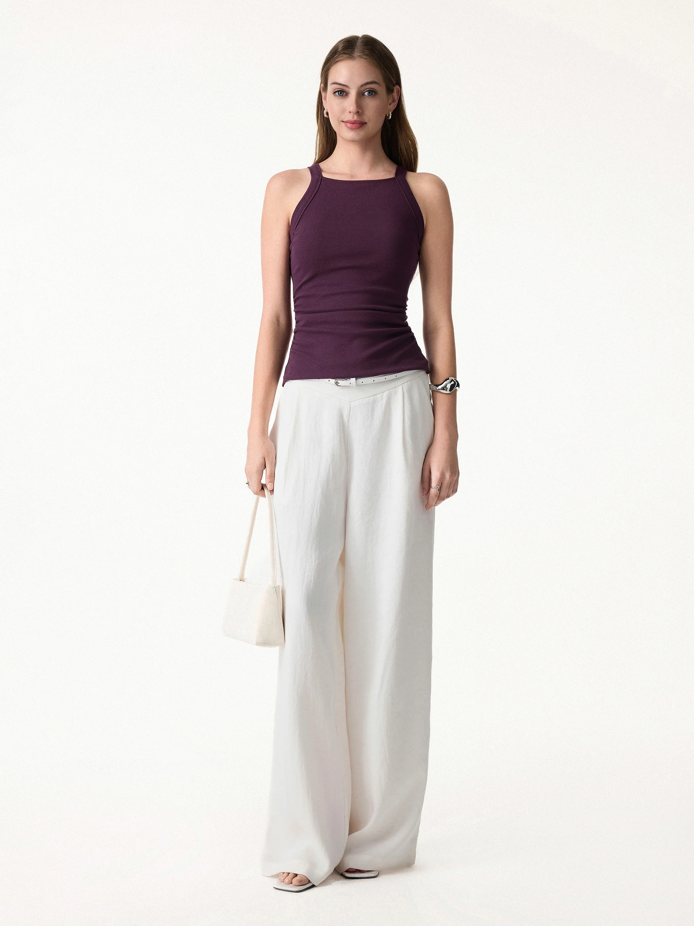 Square Neck Ruched Rib Bra Tank - Image 7