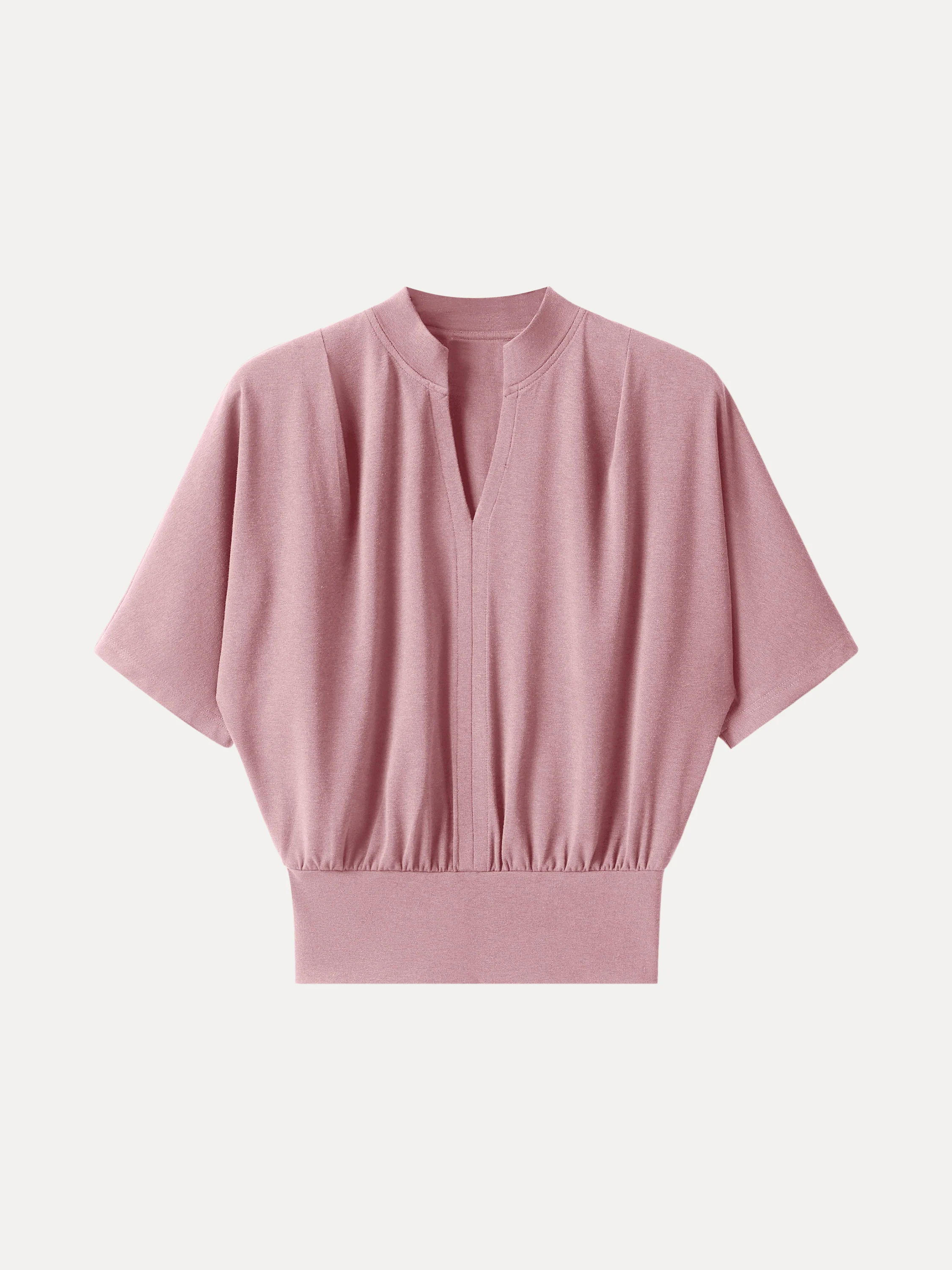 Stand Collar V-Neck Short Sleeve Top - Image 10