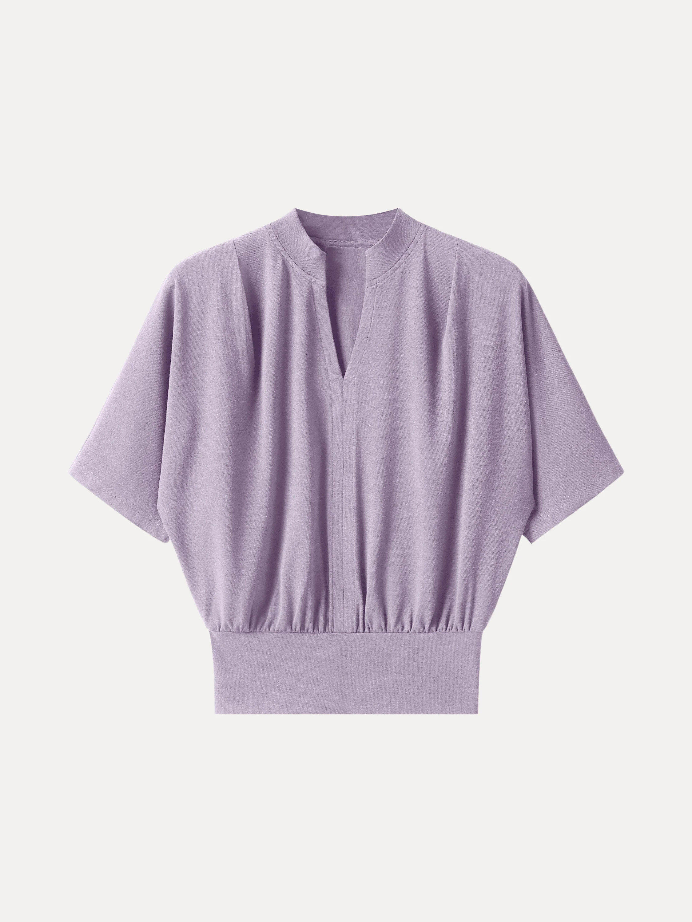Stand Collar V-Neck Short Sleeve Top - Image 11