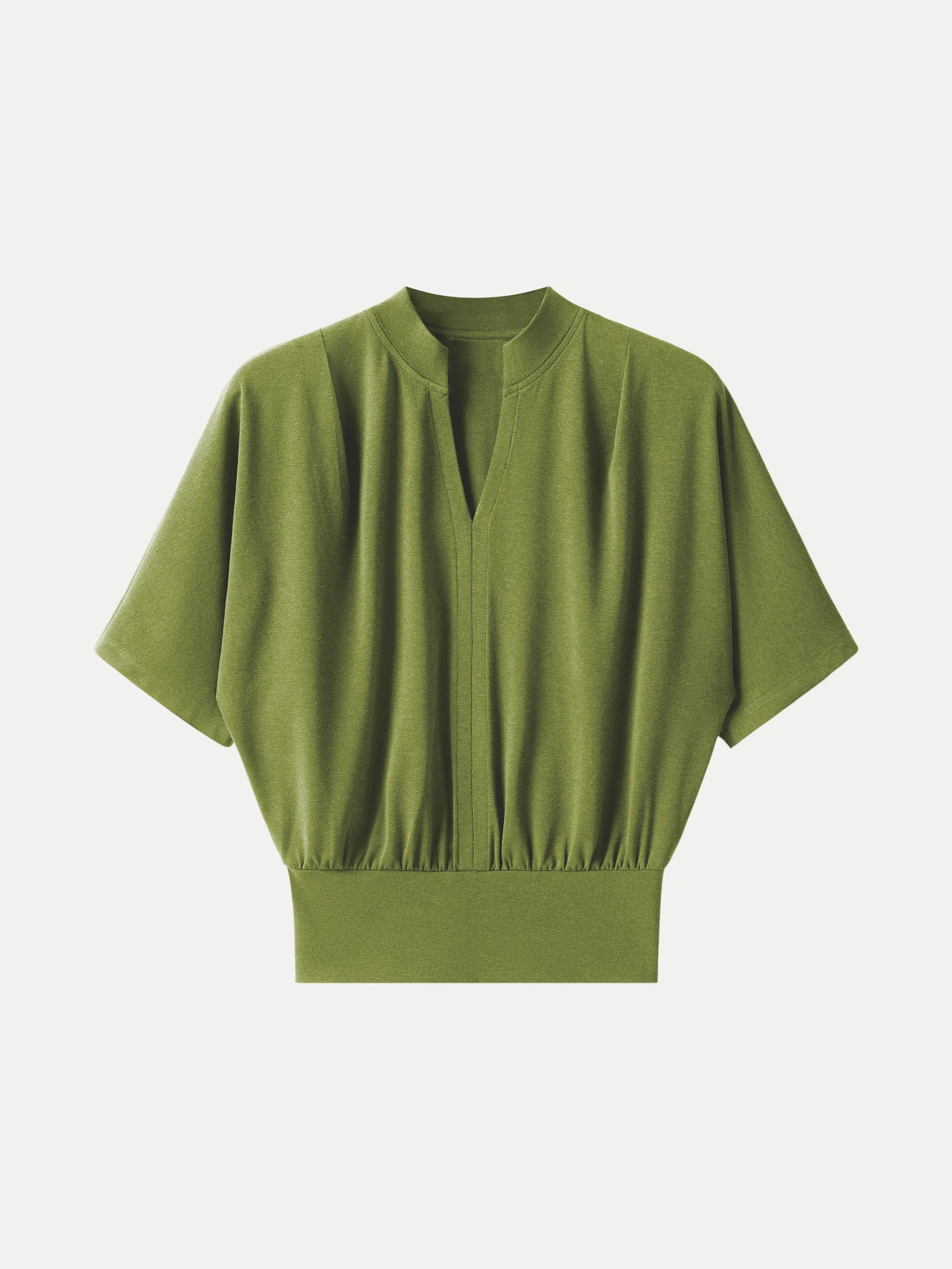 Stand Collar V-Neck Short Sleeve Top - Image 15