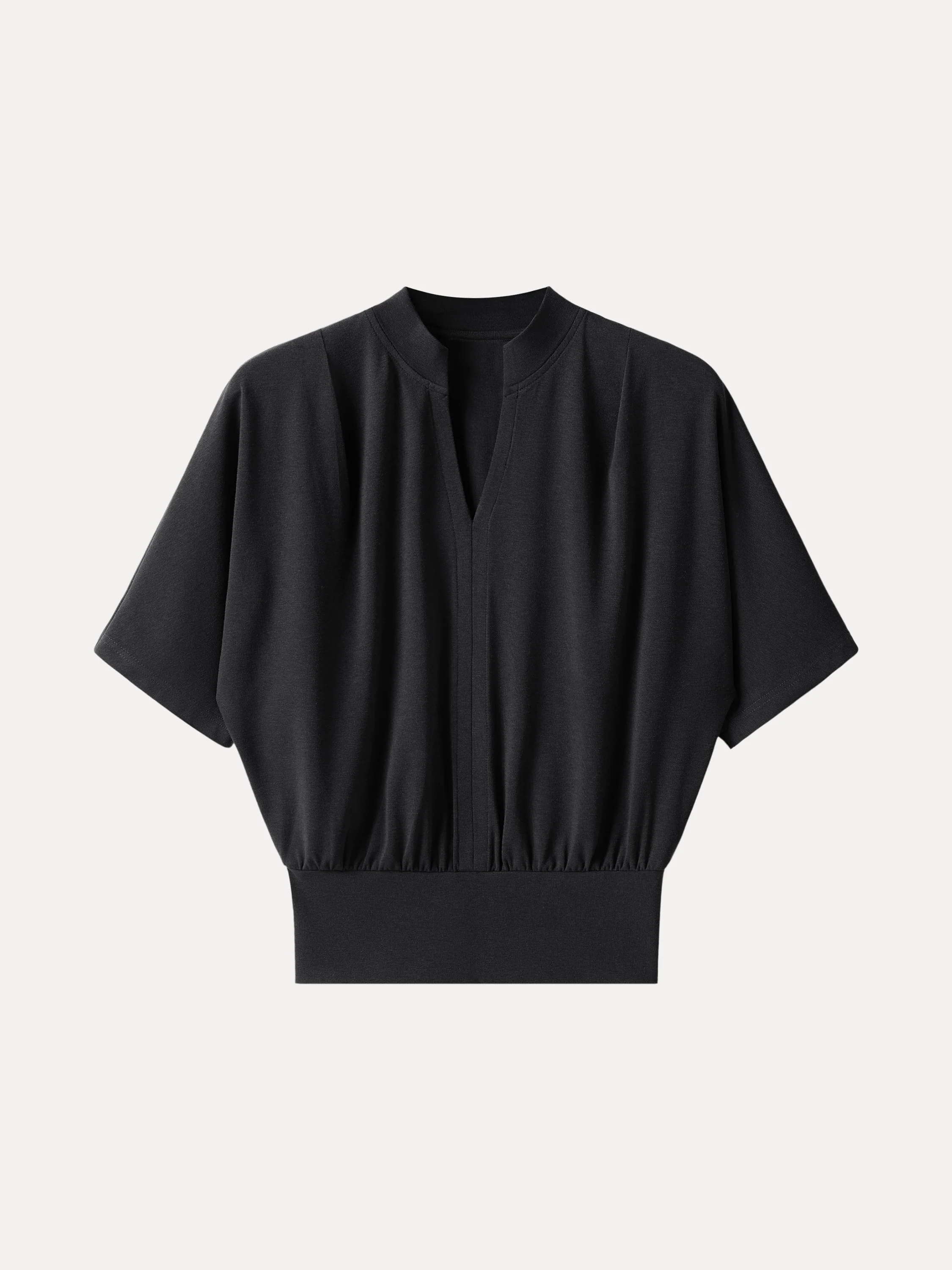 Stand Collar V-Neck Short Sleeve Top - Image 16