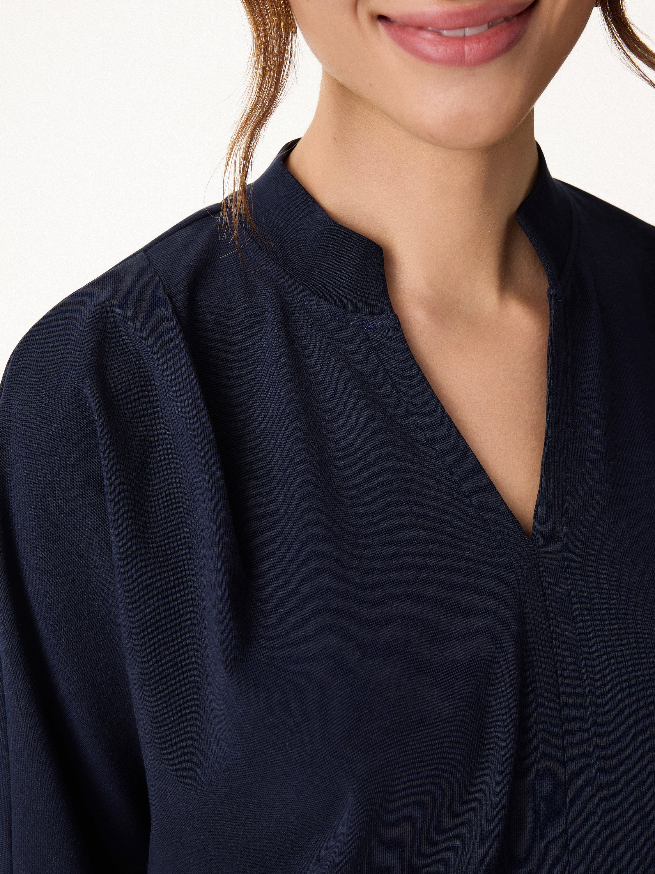 Stand Collar V-Neck Short Sleeve Top - Image 2