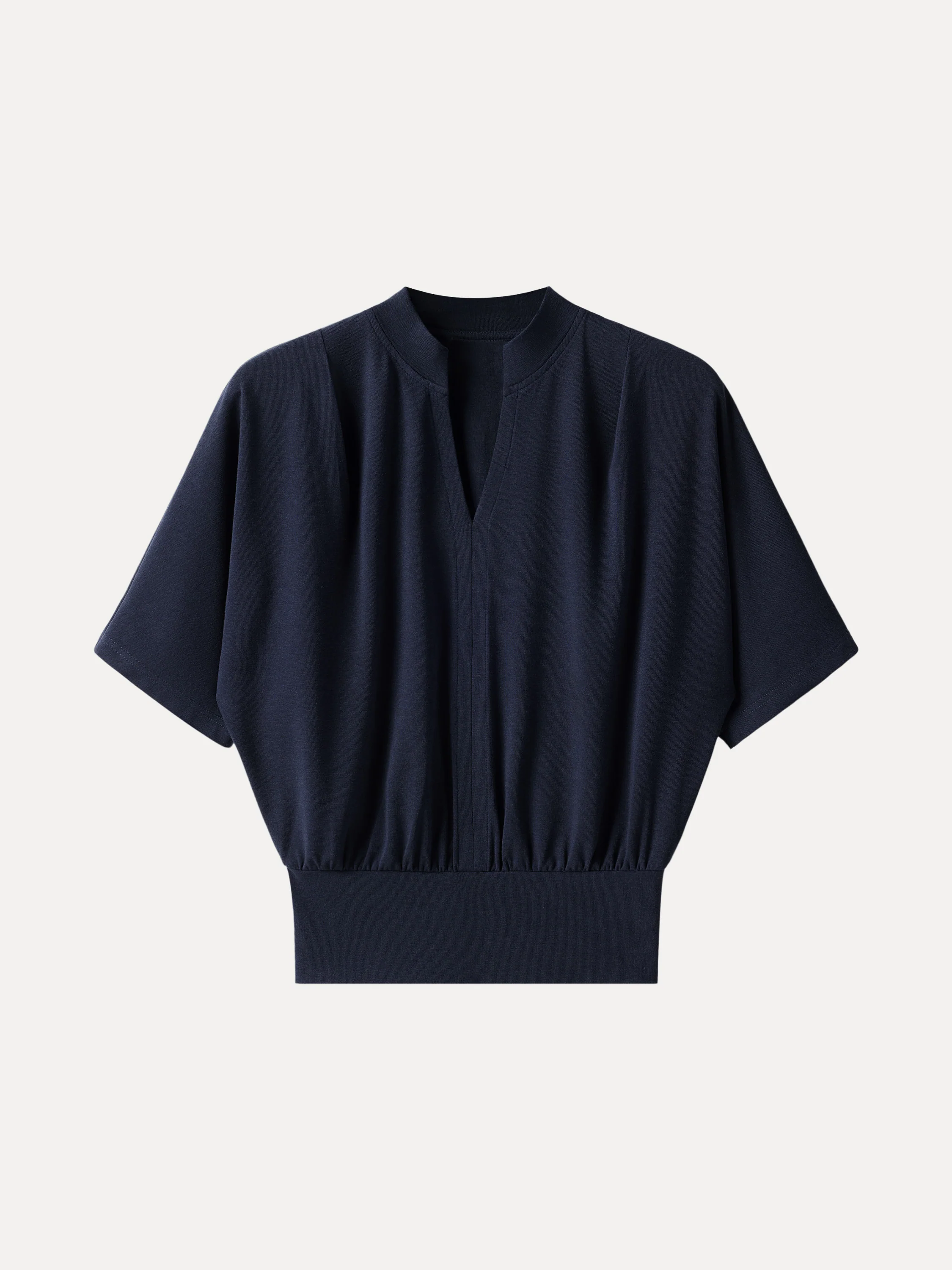Stand Collar V-Neck Short Sleeve Top - Image 8