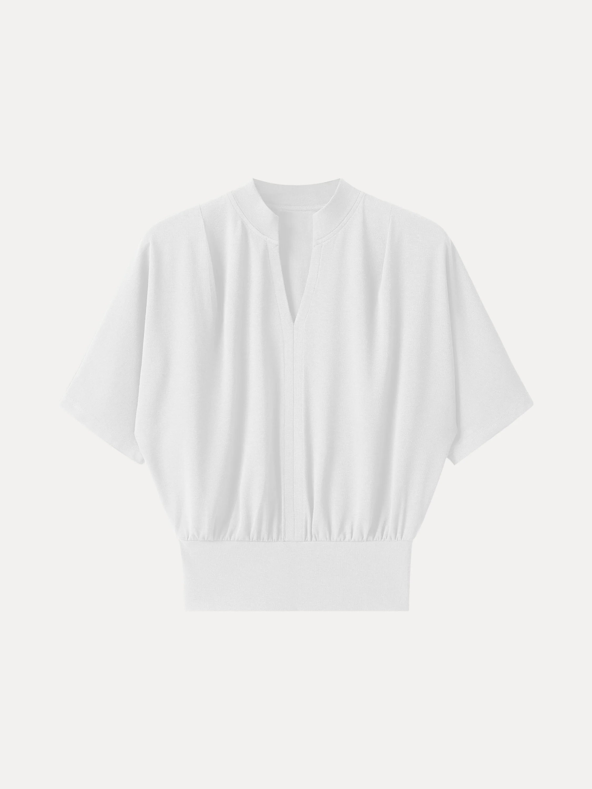 Stand Collar V-Neck Short Sleeve Top - Image 9