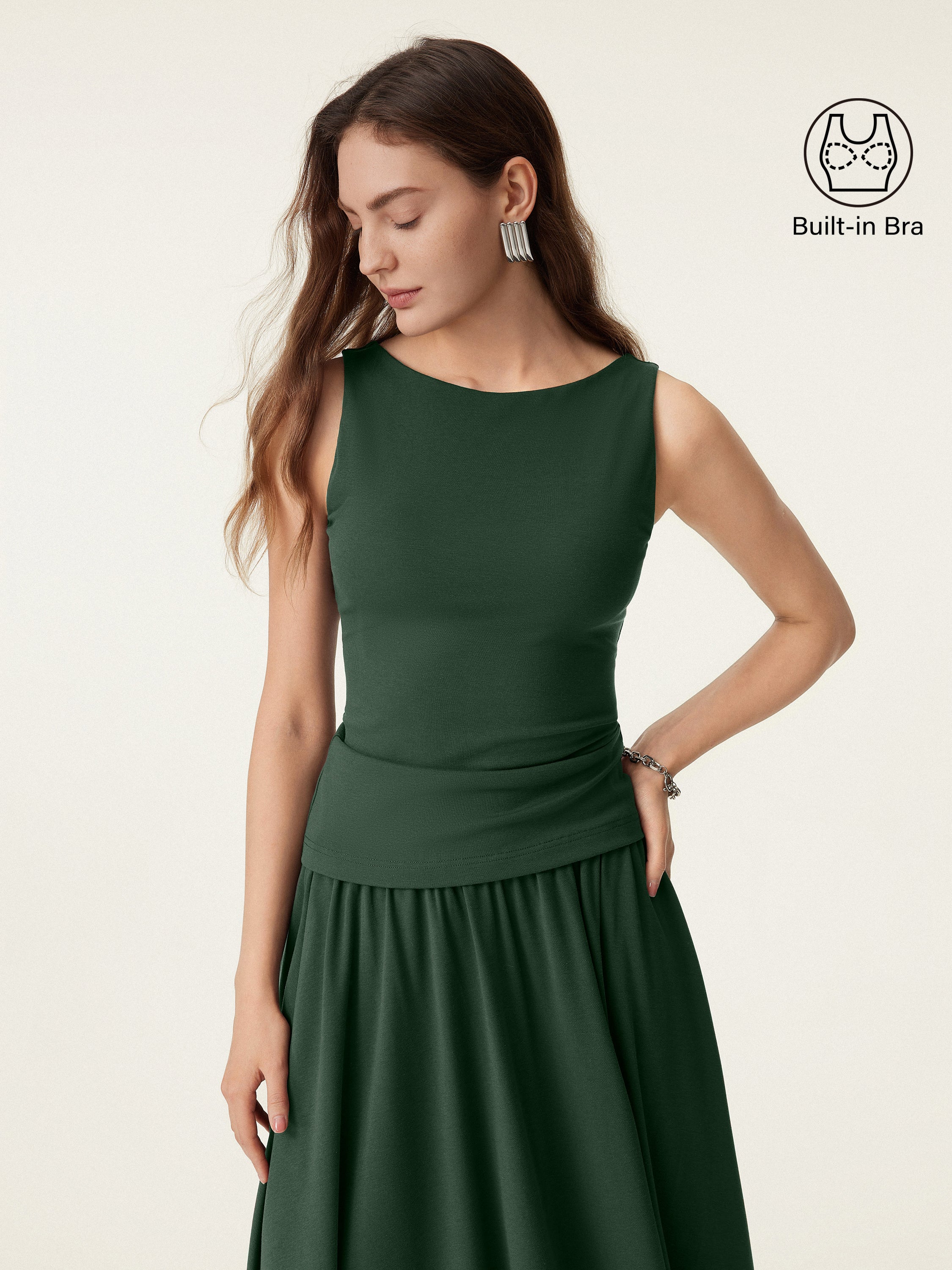 Stretch Cotton Boatneck Bra Tank - Image 10