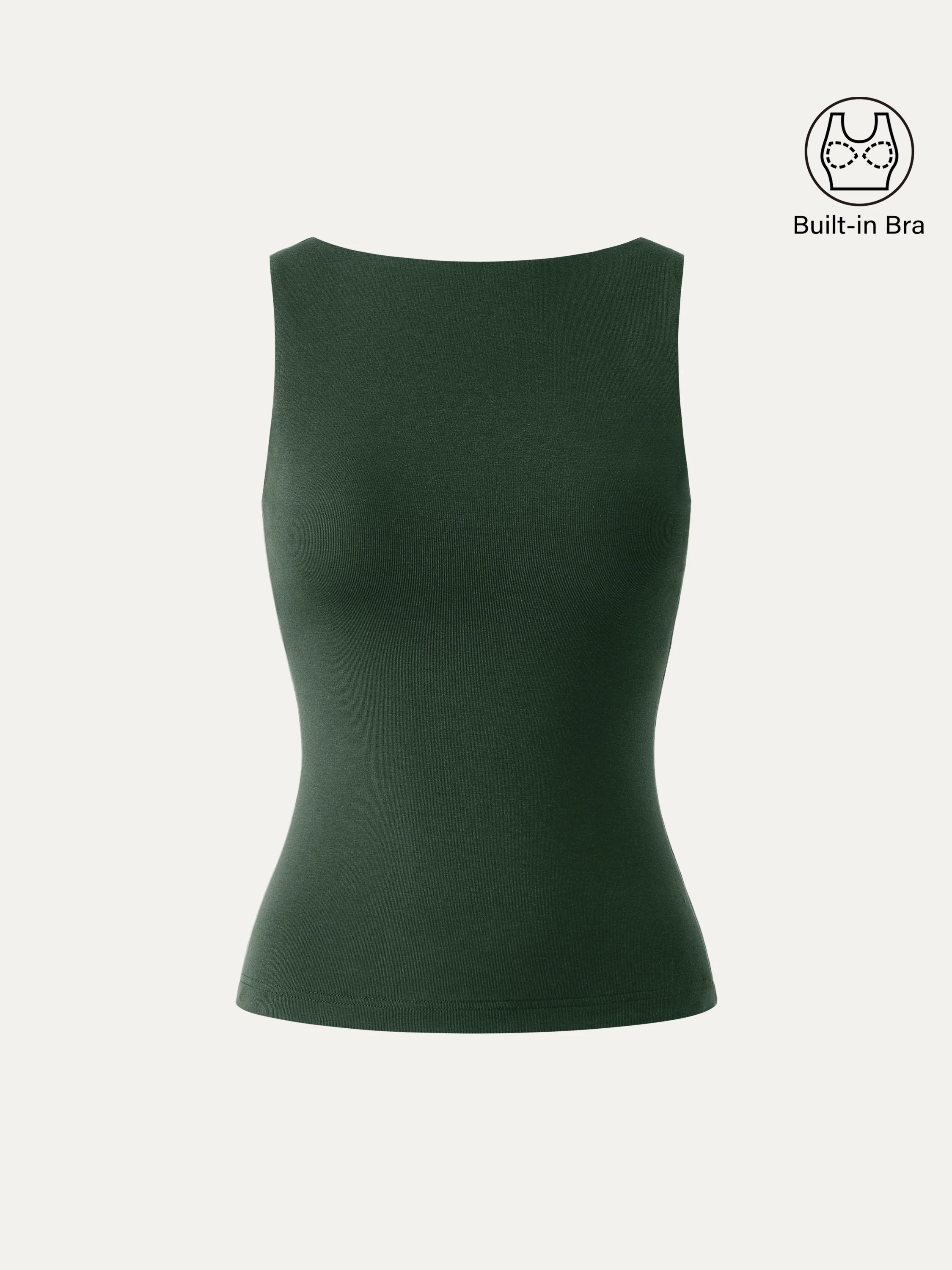 Stretch Cotton Boatneck Bra Tank - Image 11