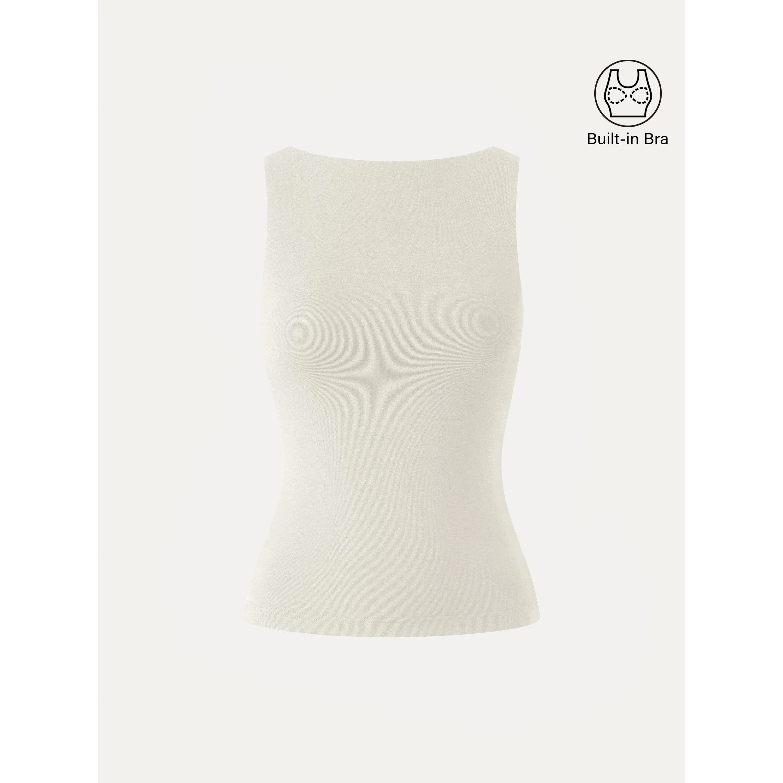 Stretch Cotton Boatneck Bra Tank - Image 2