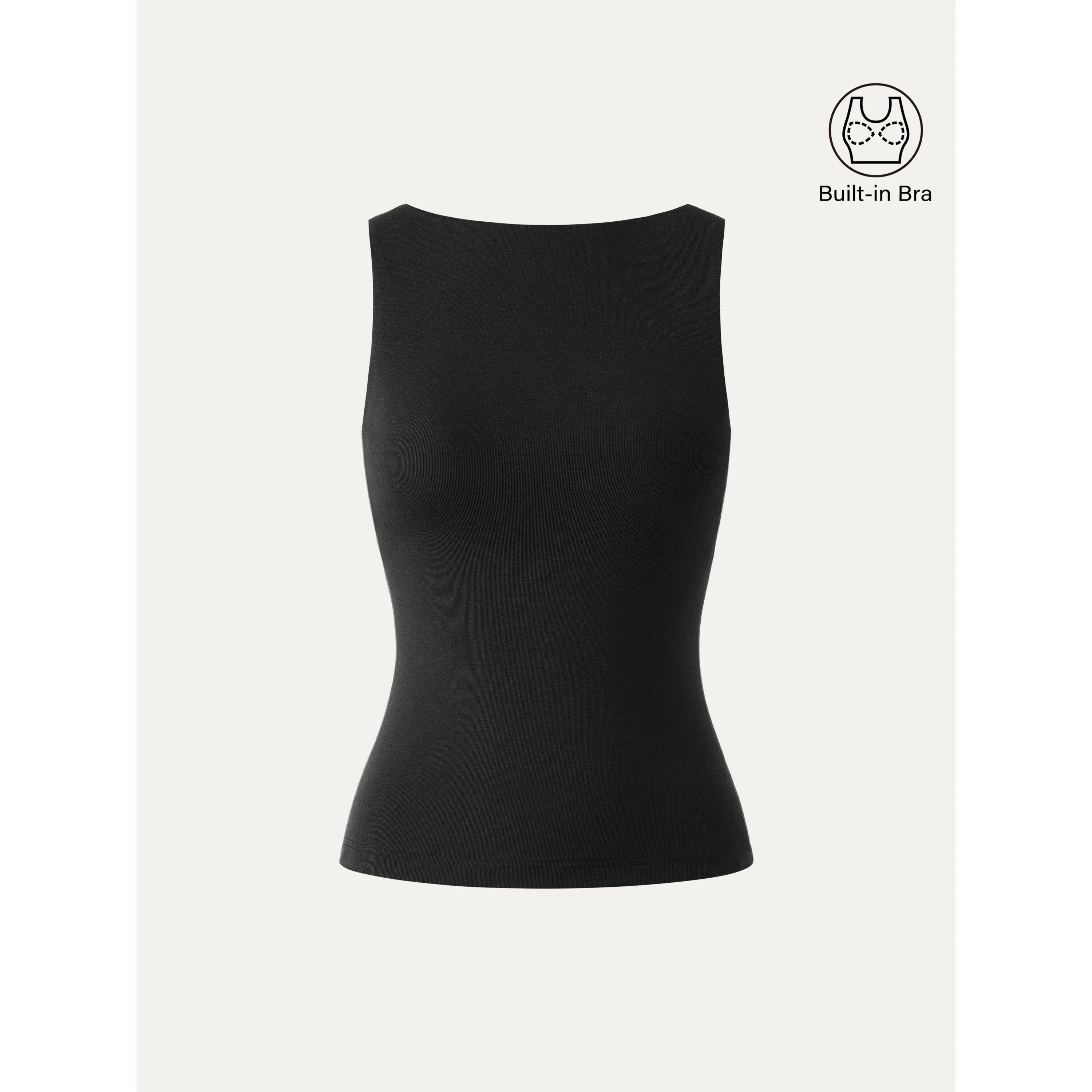 Stretch Cotton Boatneck Bra Tank - Image 6
