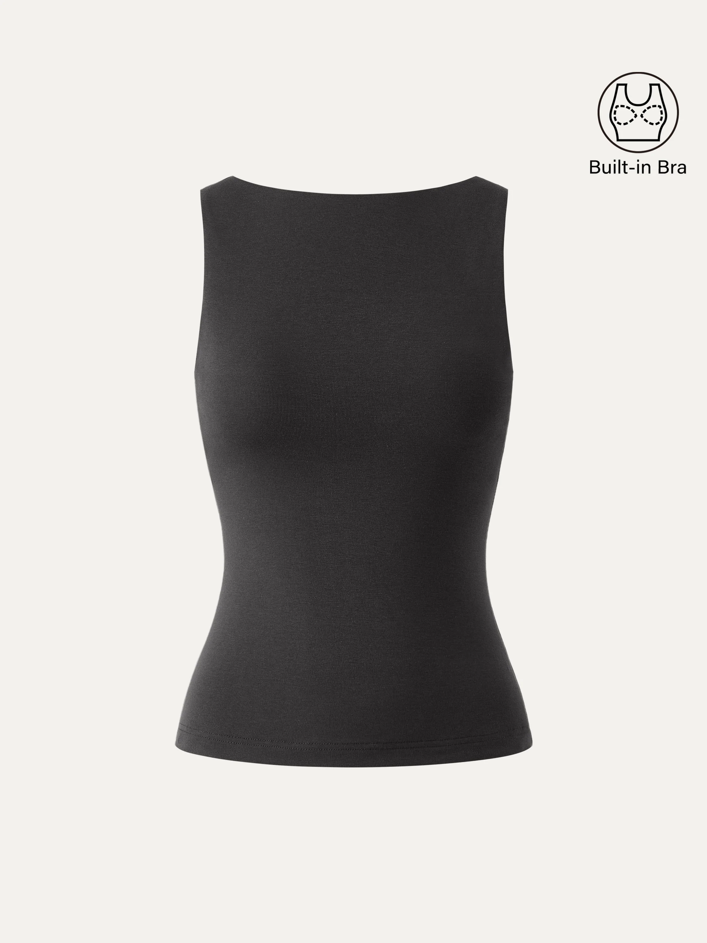 Stretch Cotton Boatneck Bra Tank - Image 9