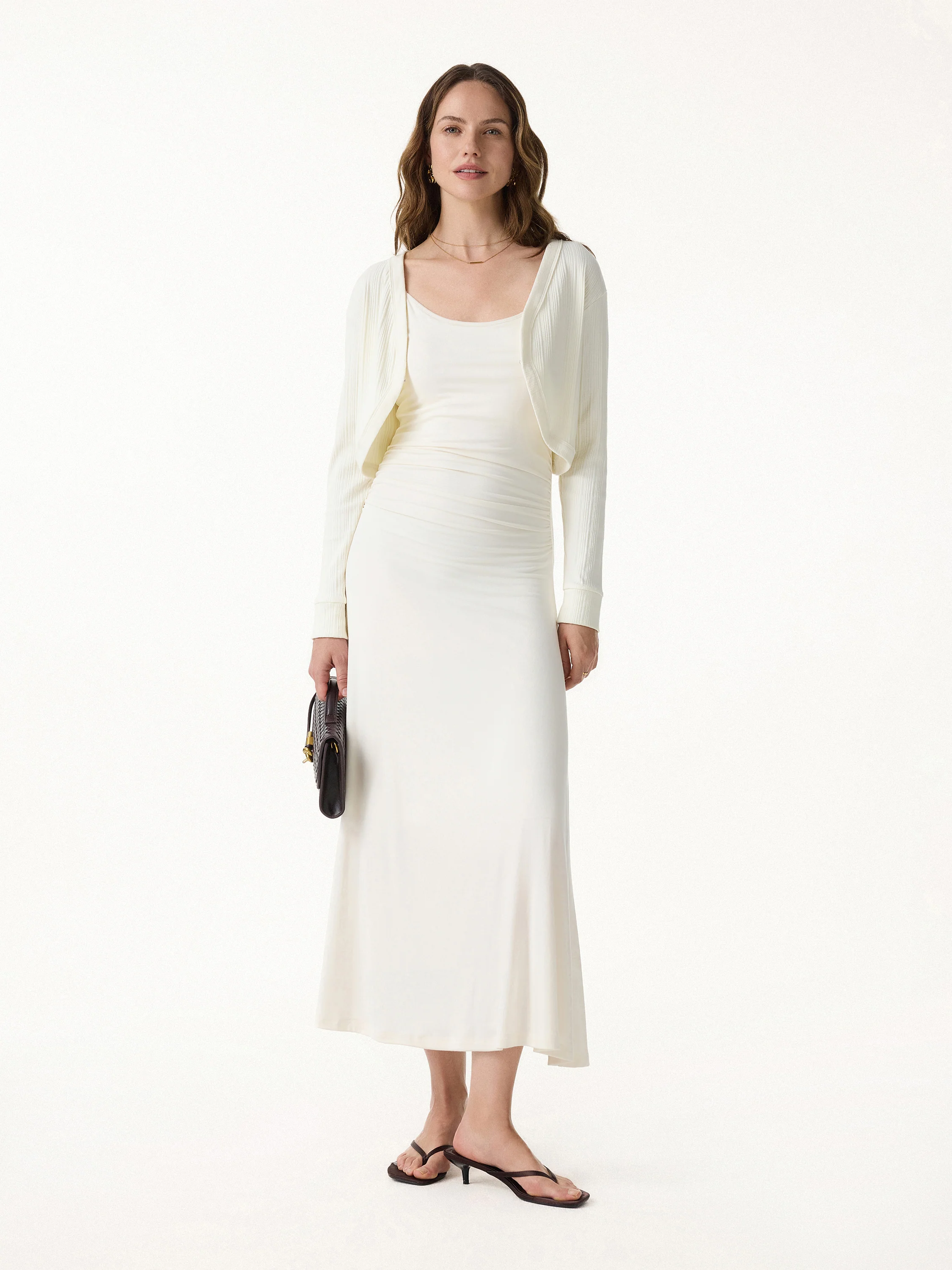 Stretch Cotton Cropped Textured Cardigan - Image 3