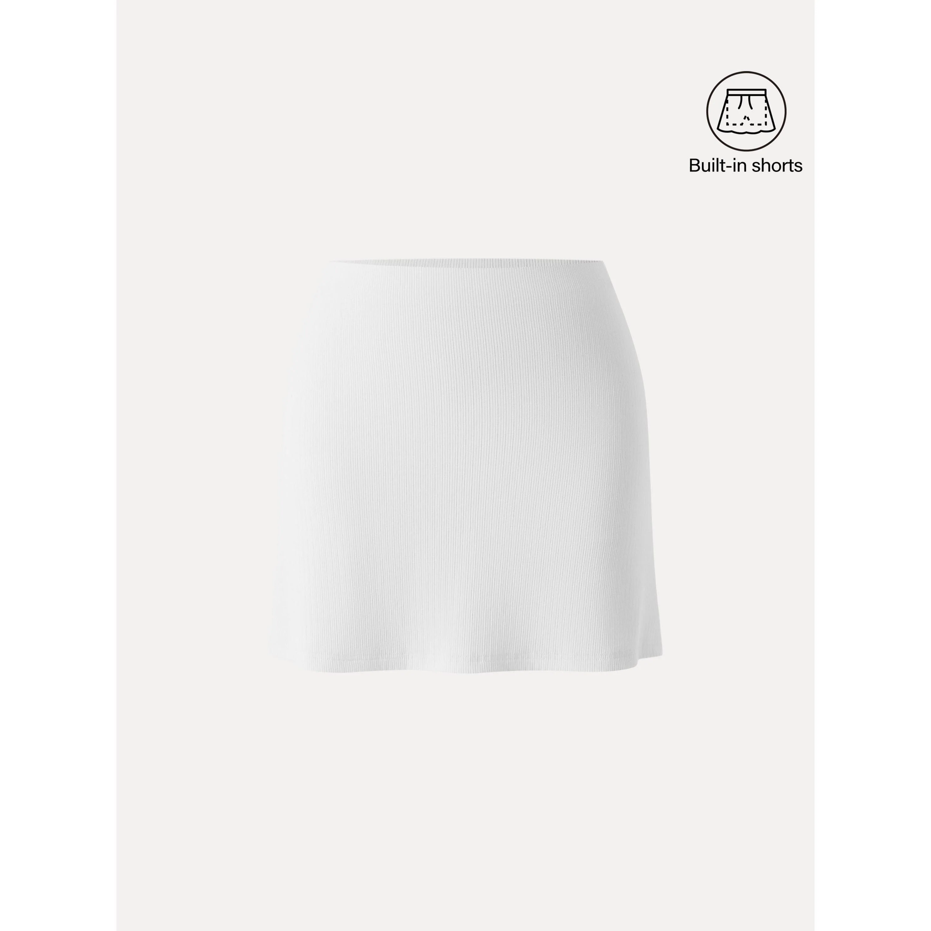 Stretch Cotton Pointelle A-line Mini Skirt with Built-in Shorts - Image 12