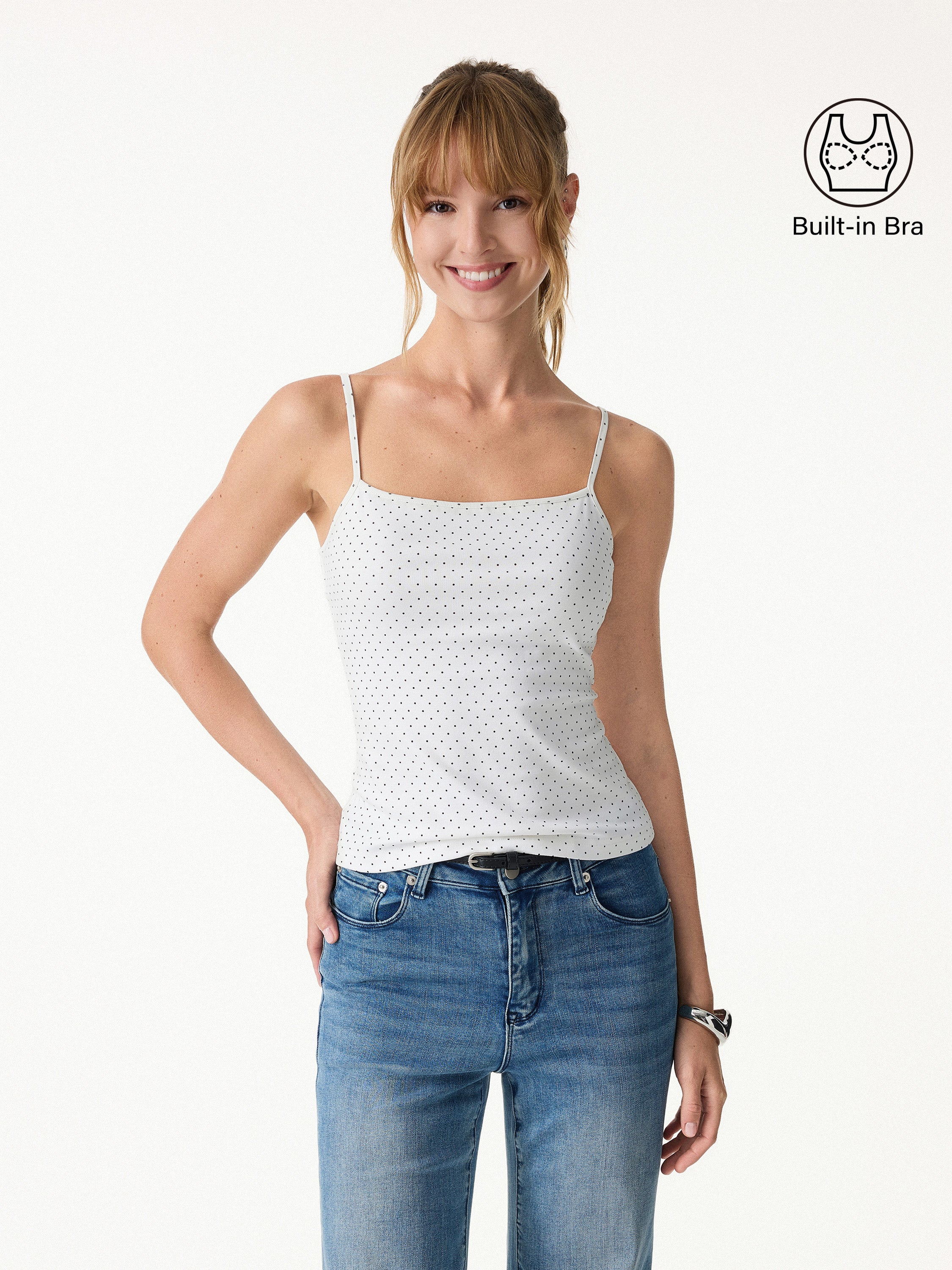 Stretch Cotton Polka Dot Adujstable Spaghetti Bra Top Limited Edition - Image 6