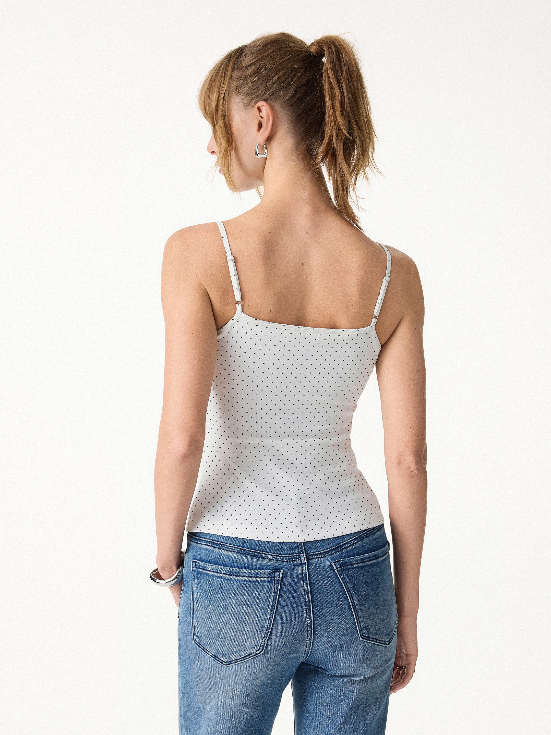 Stretch Cotton Polka Dot Adujstable Spaghetti Bra Top Limited Edition - Image 9