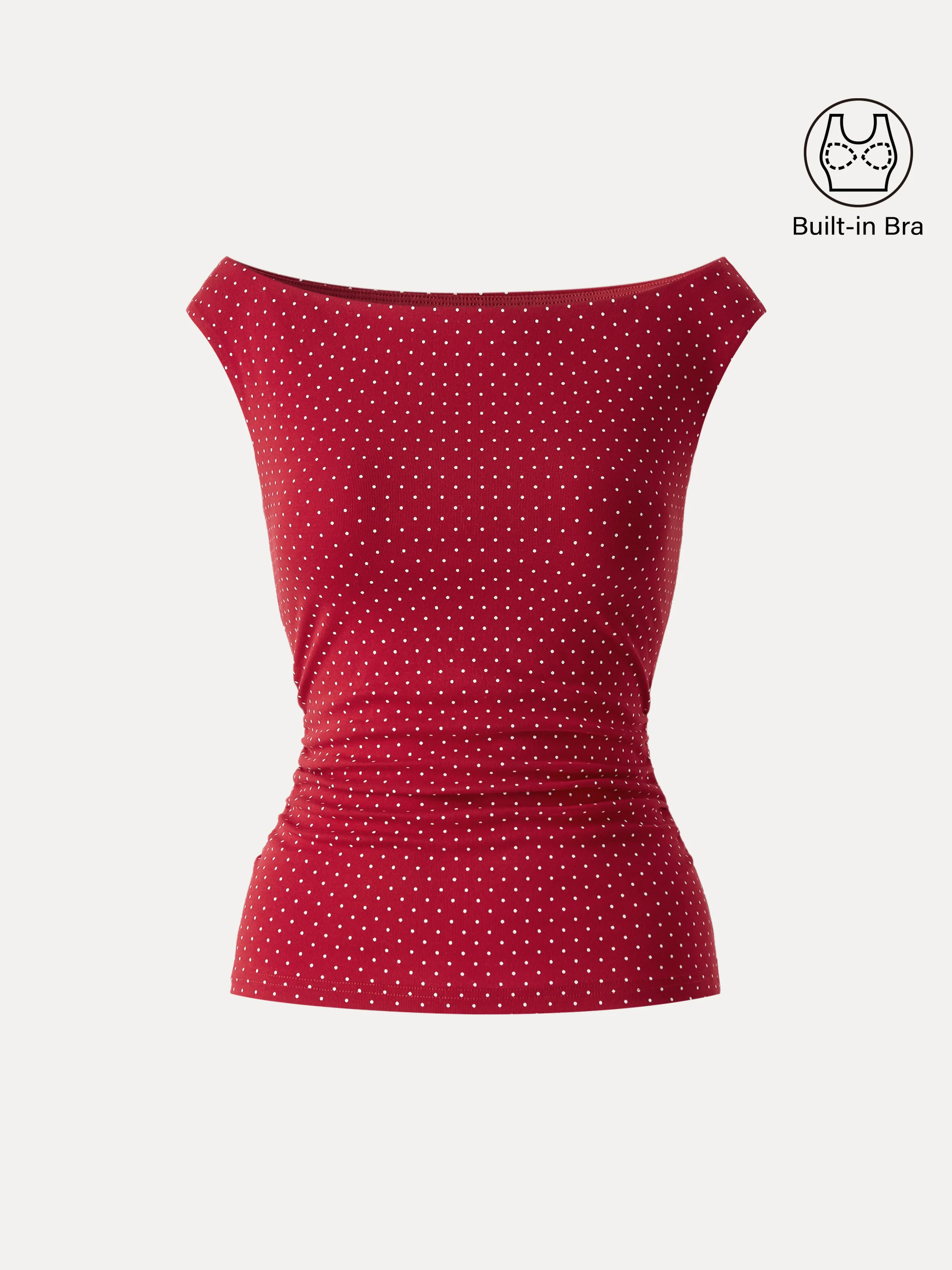 Stretch Cotton Polka Dot Boatneck Ruched Bra Top Limited Edition - Image 12
