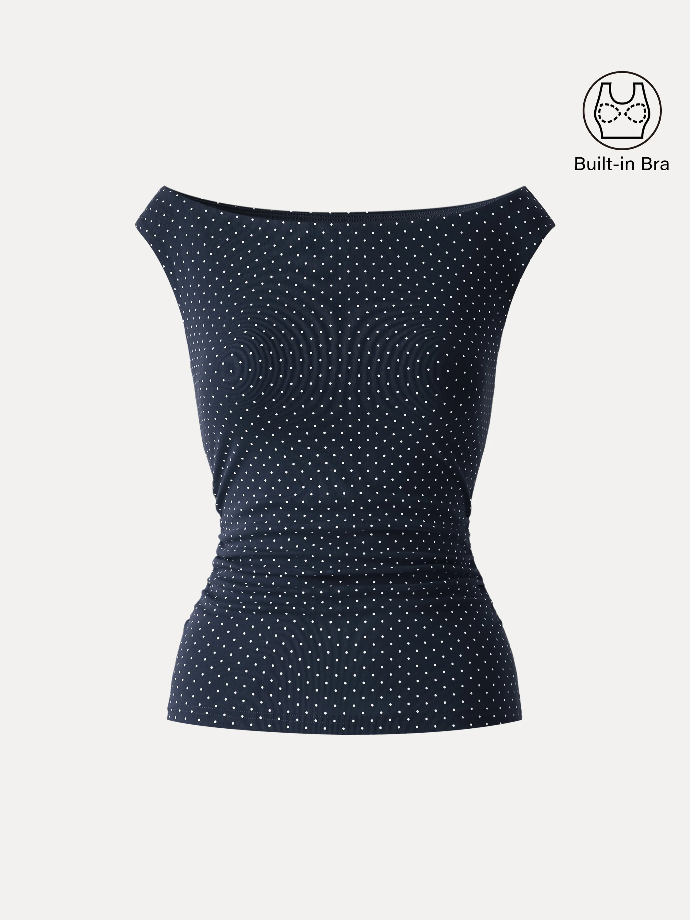 Stretch Cotton Polka Dot Boatneck Ruched Bra Top Limited Edition - Image 15